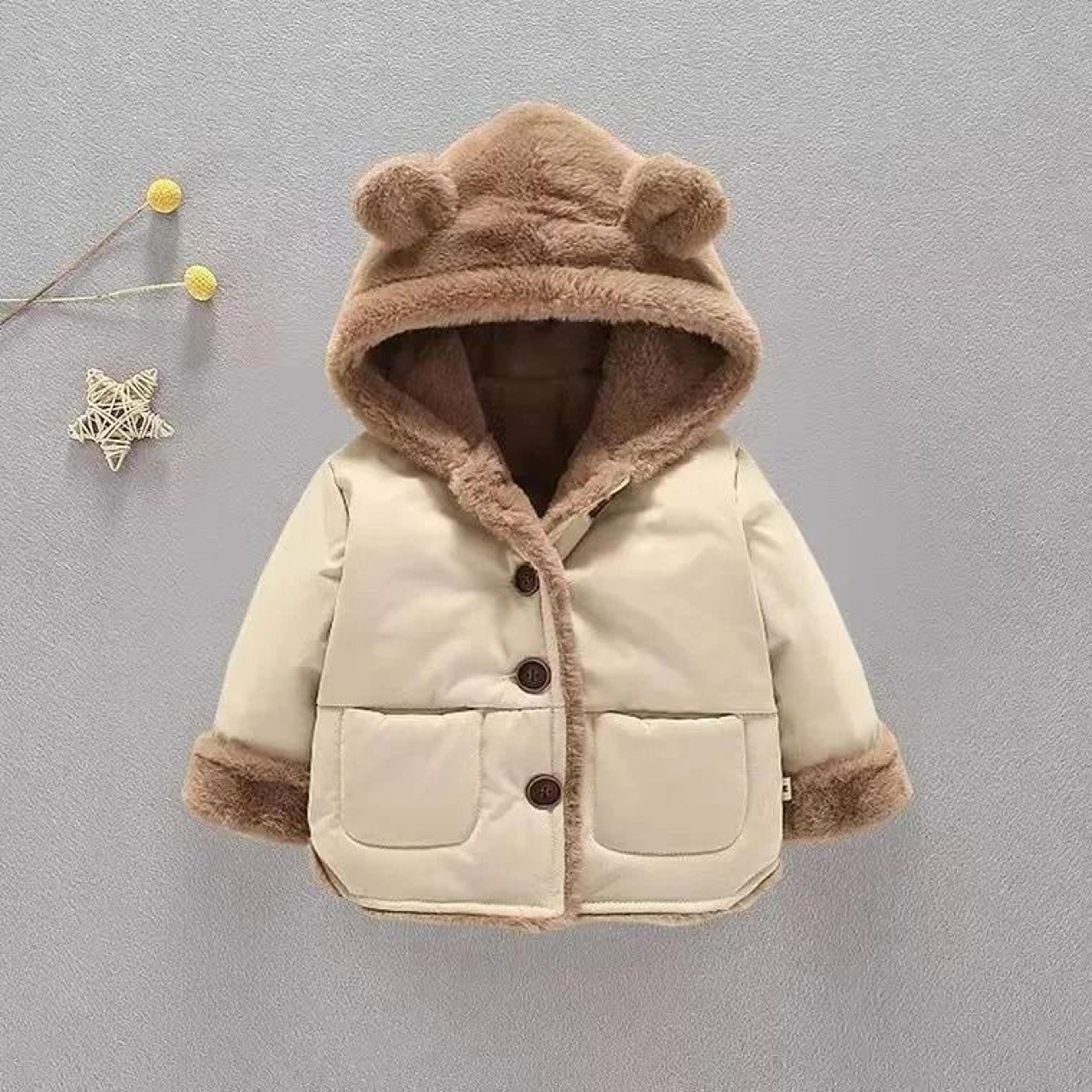 Baby Warm Fleece Hooded Jacket Cartoon Plus Velvet Toddler Winter Coat 2
