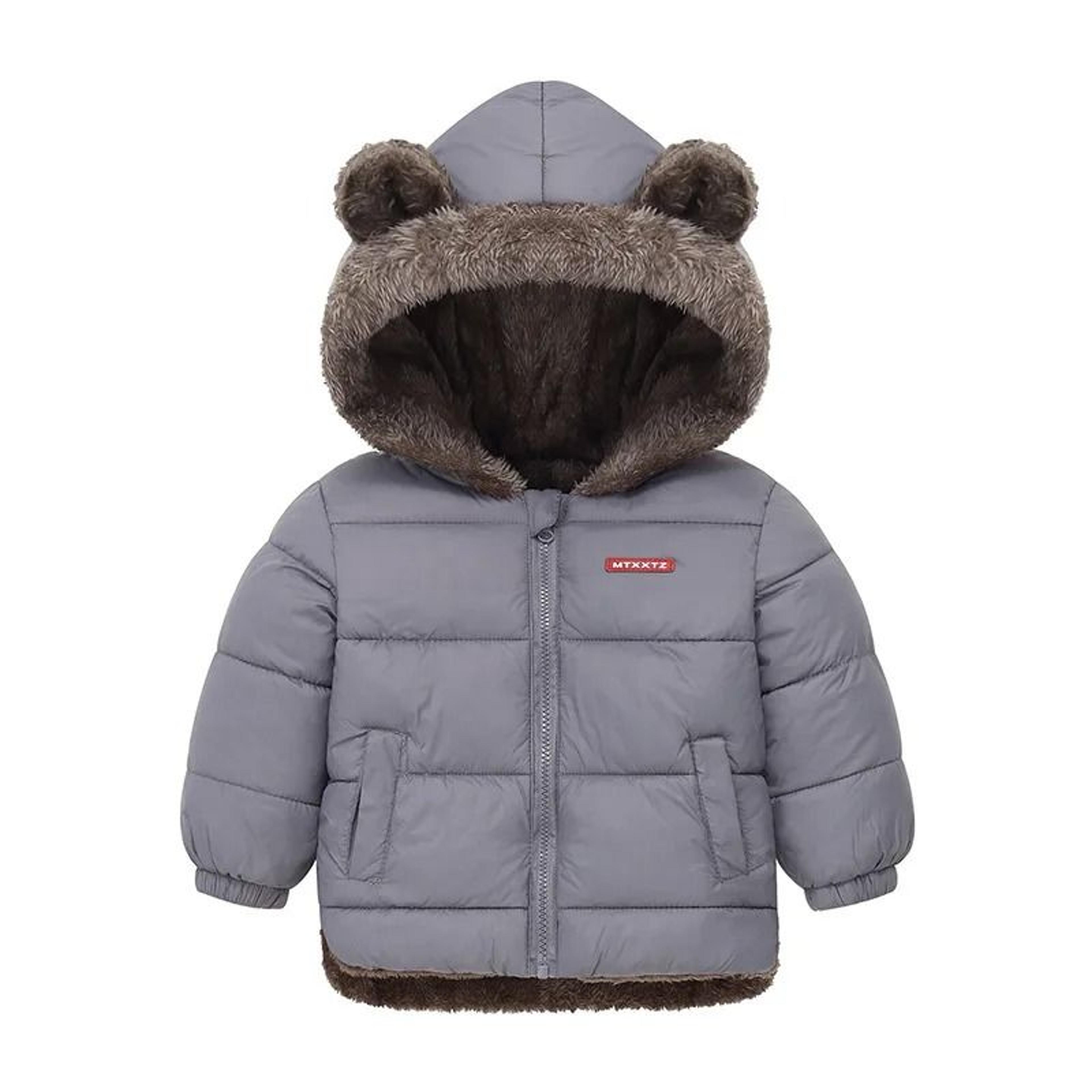 Baby Reversible Winter Fleece Jacket Cartoon Hooded Plus Velvet Coat 4