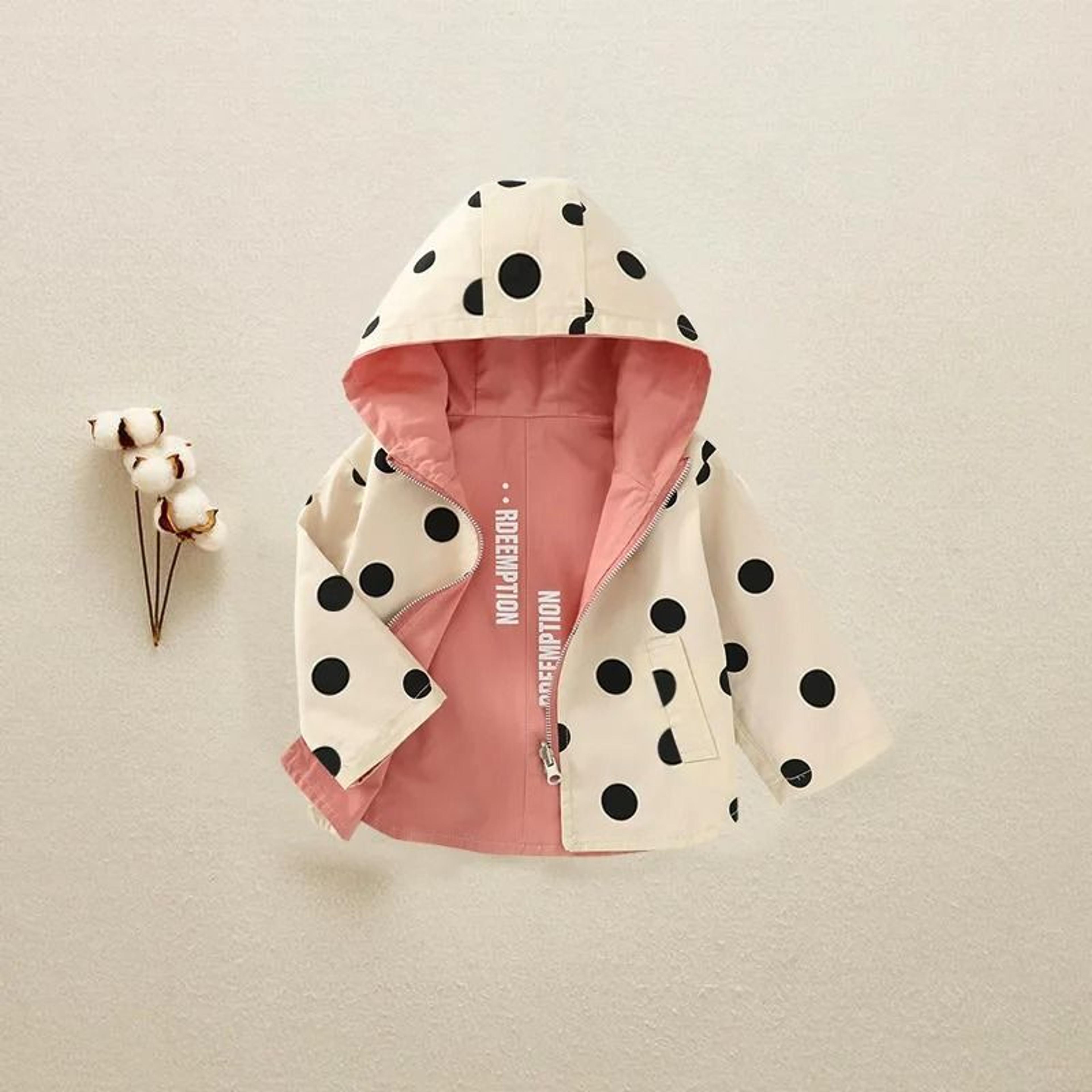 Reversible Kids Hooded Jacket Lightweight Polka Dot Coat 6