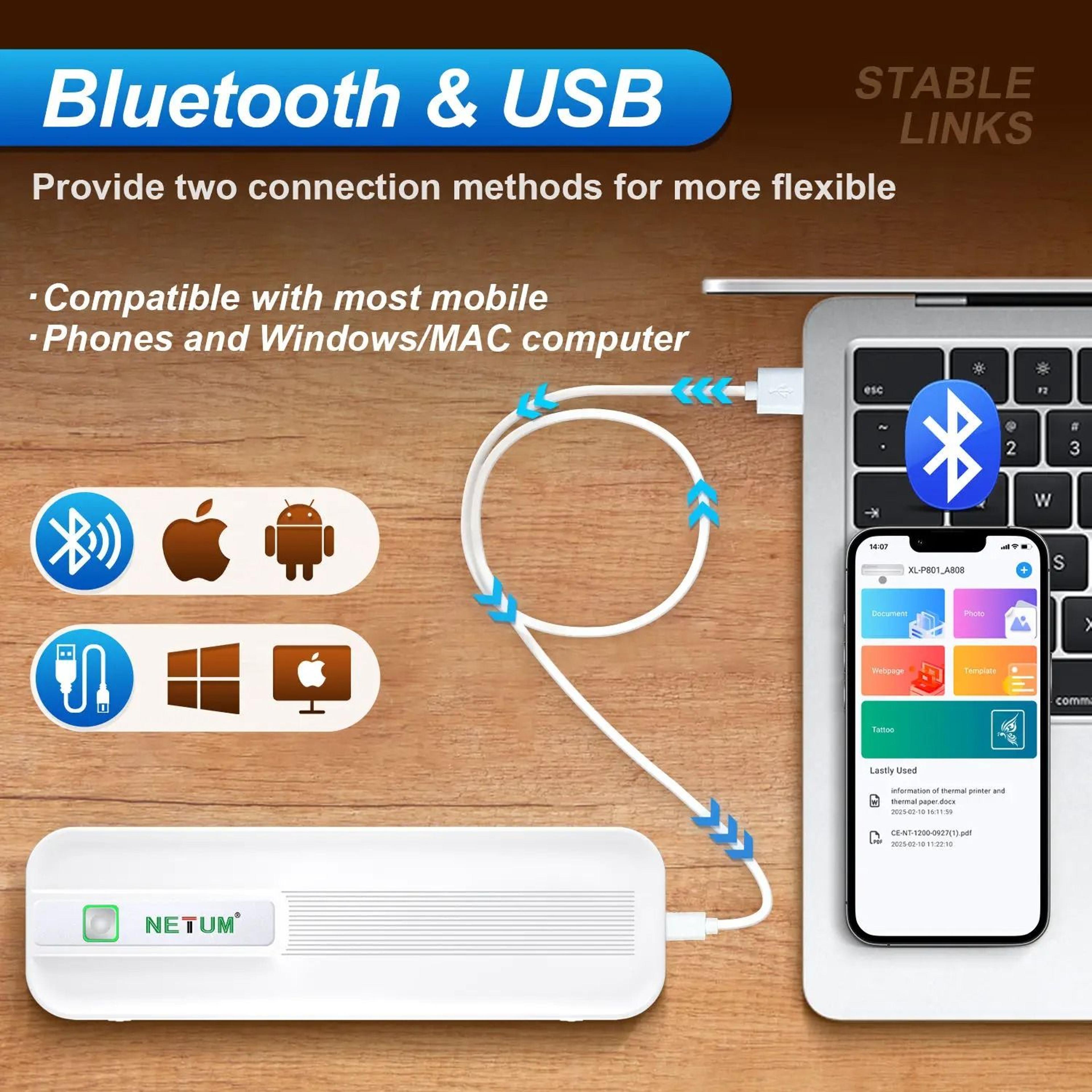 Portable Bluetooth Thermal Printer Rechargeable Inkless A4 Printer 7