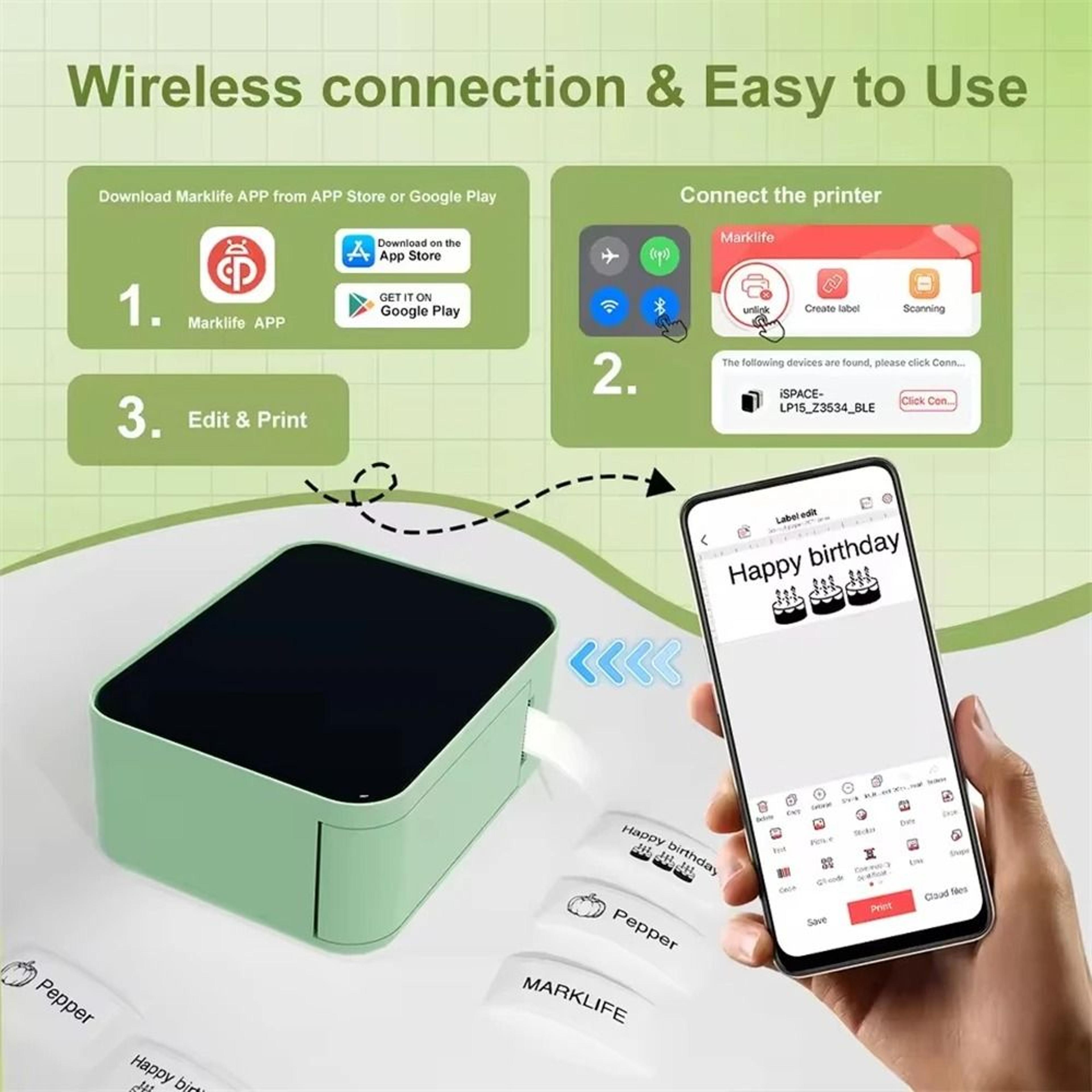 Mini P15 Wireless Bluetooth Label Maker  Portable Inkless Sticker Printer 6