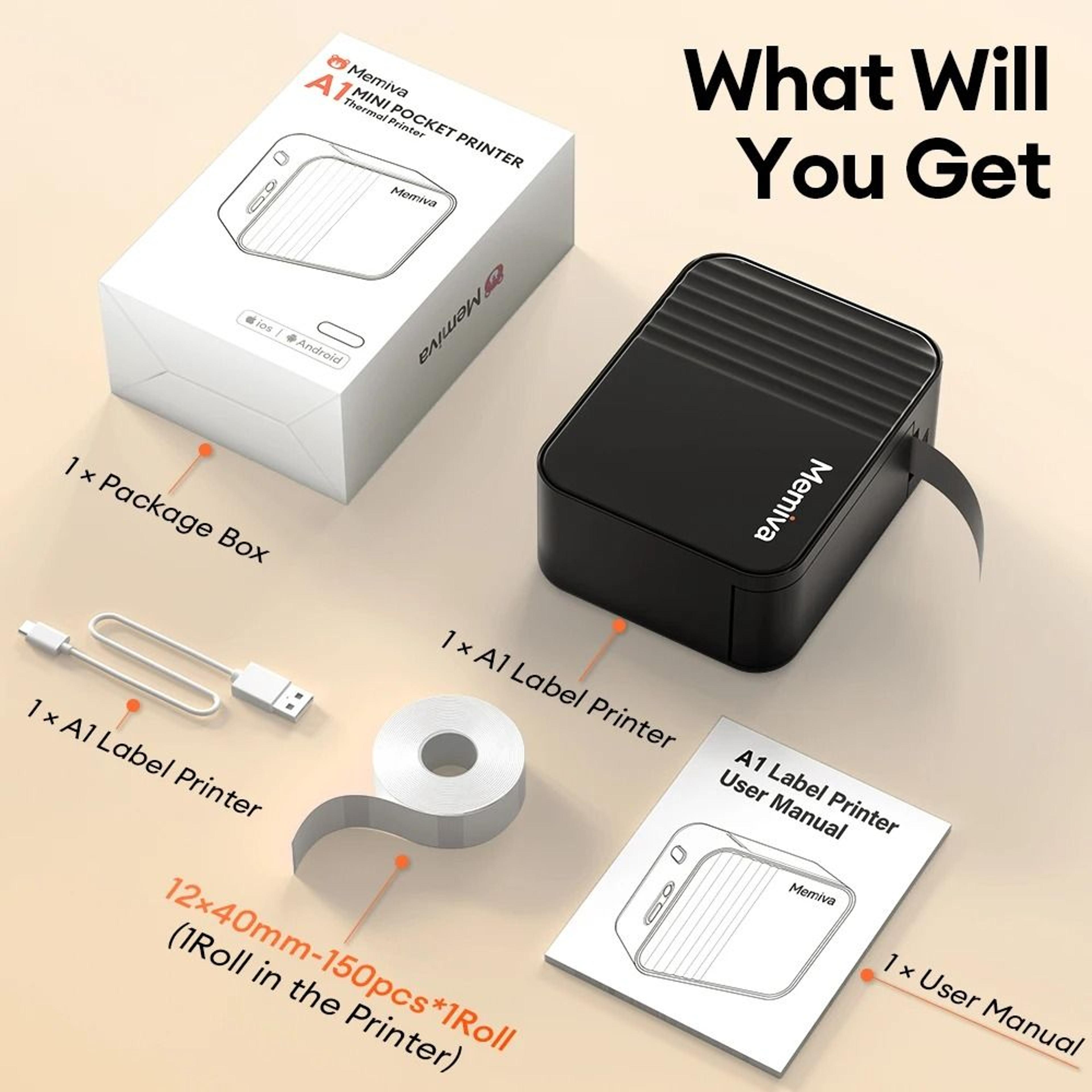 Mini A1 Bluetooth Thermal Label Printer  Portable Inkless Sticker Maker 1