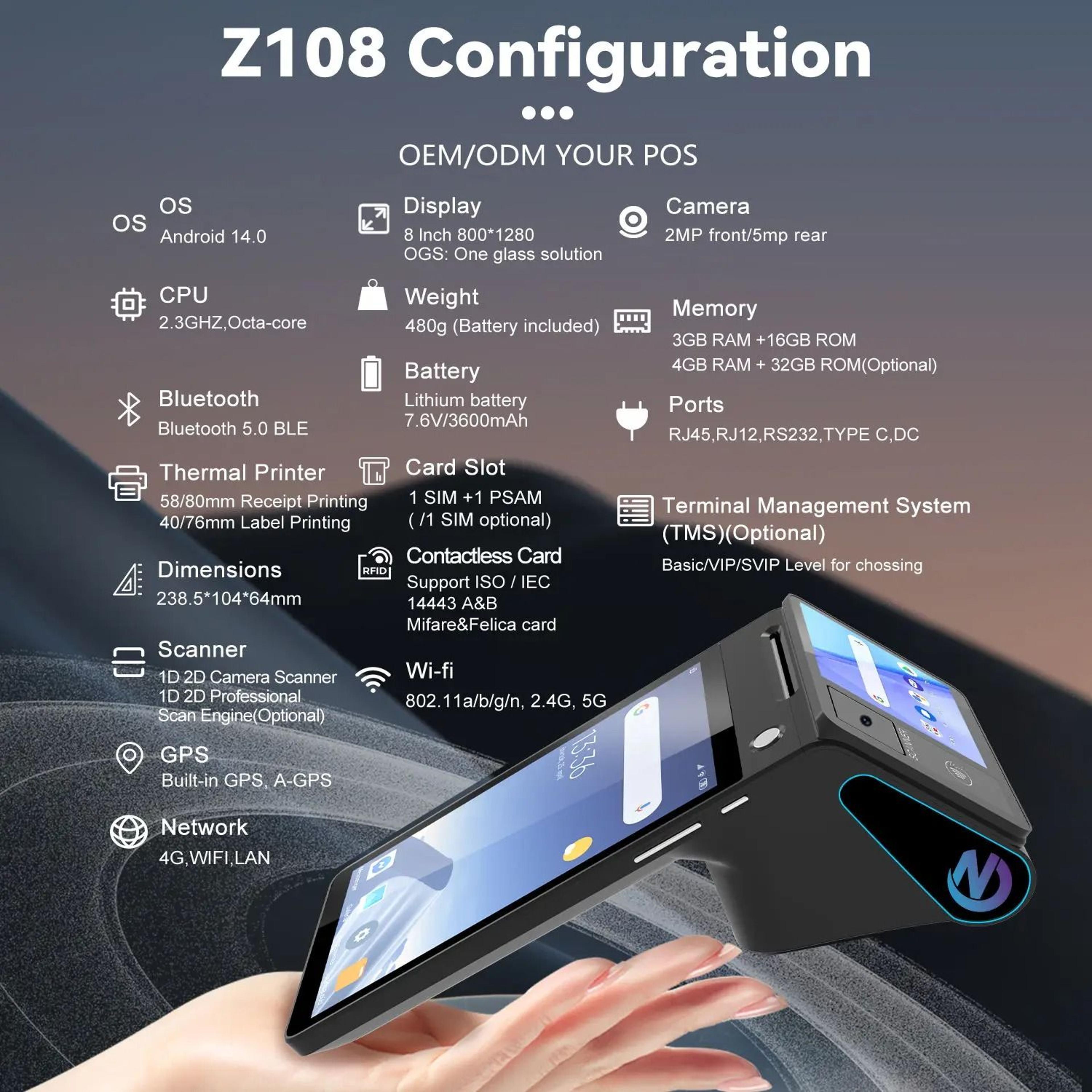 Dual Screen Android POS Terminal  Smart Cash Register With Thermal Receipt Printer 5