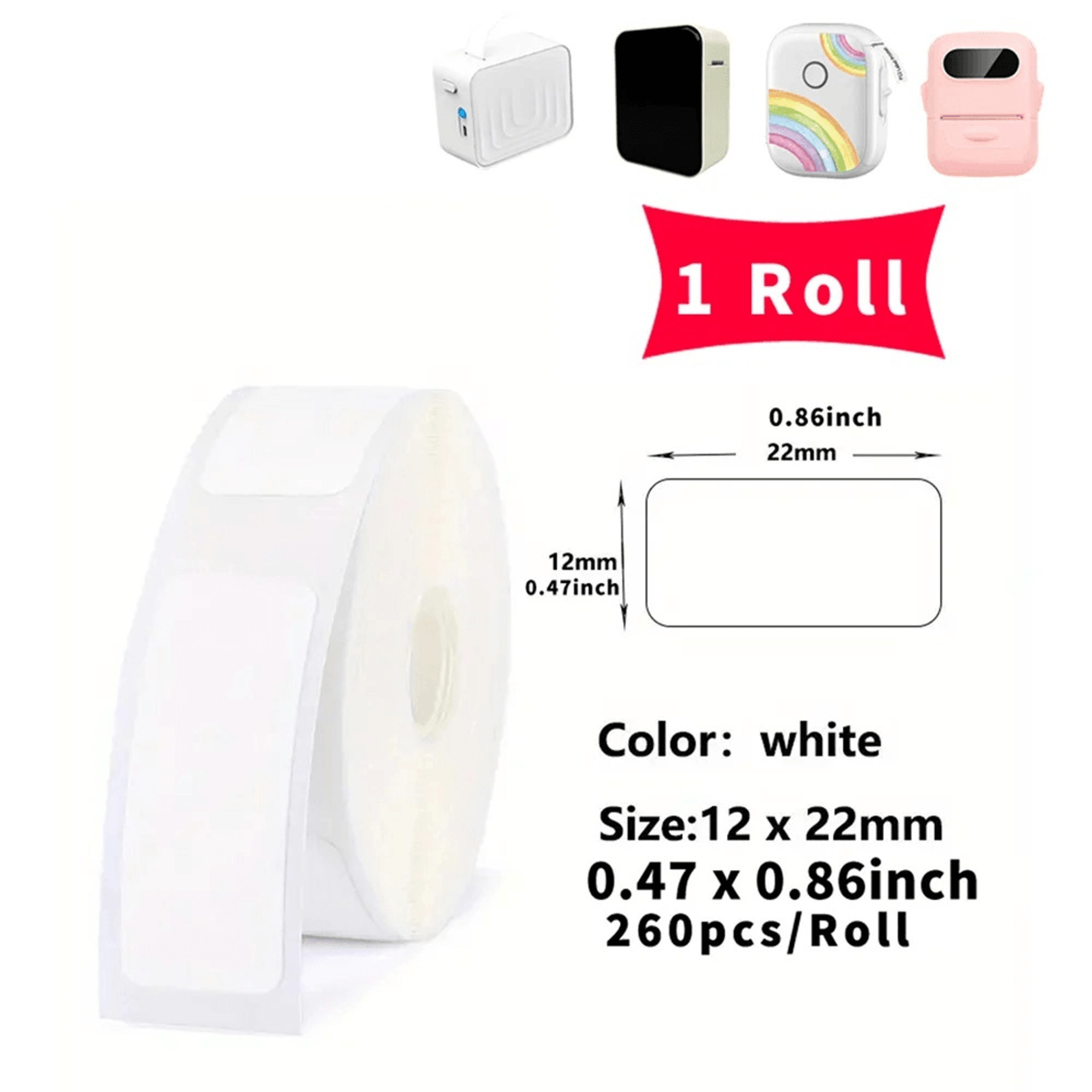 Self Adhesive Thermal Label Paper Rolls  Inkless Printable Sticker Refills 5