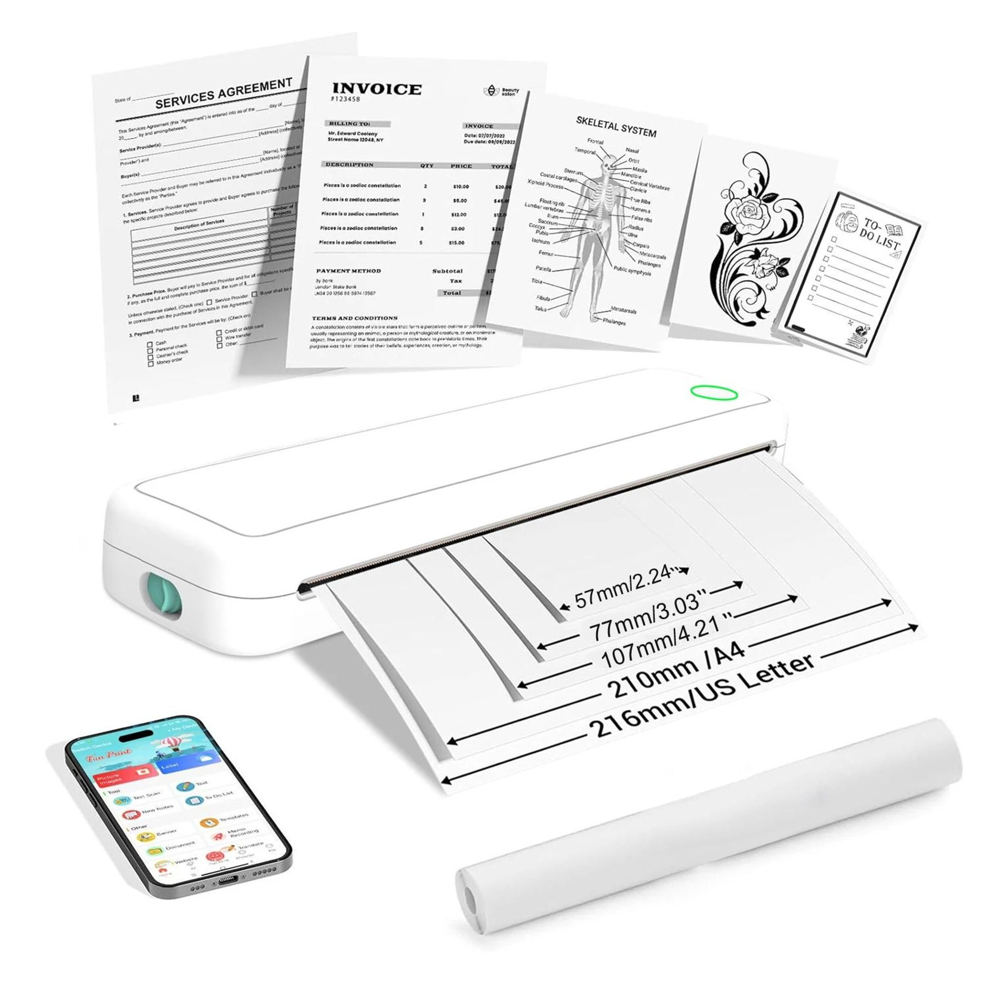 Portable A4 Wireless Thermal Printer  Inkless Mobile Document Printer 0