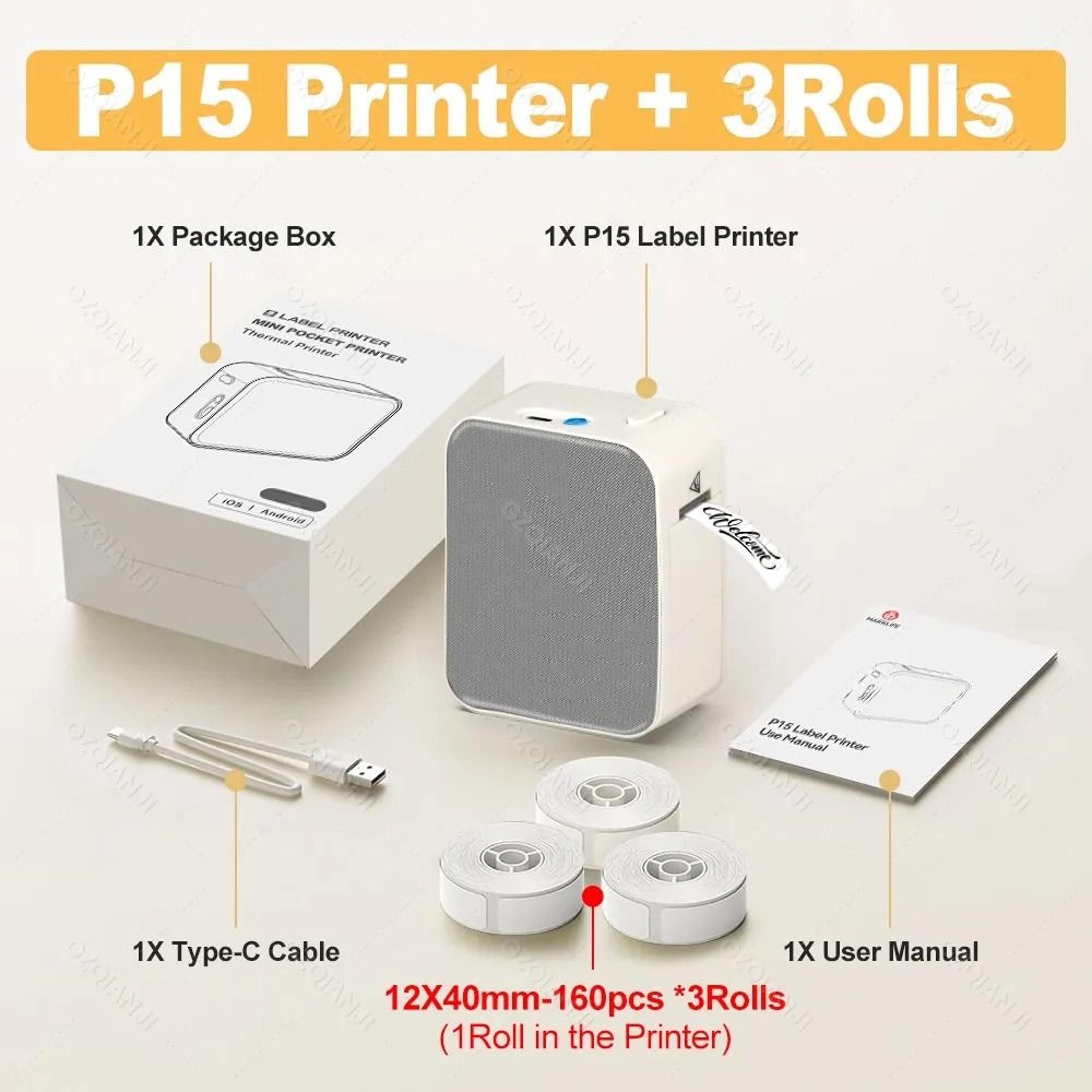 P15 Mini Bluetooth Label Maker  Portable Wireless Inkless Sticker Printer 5