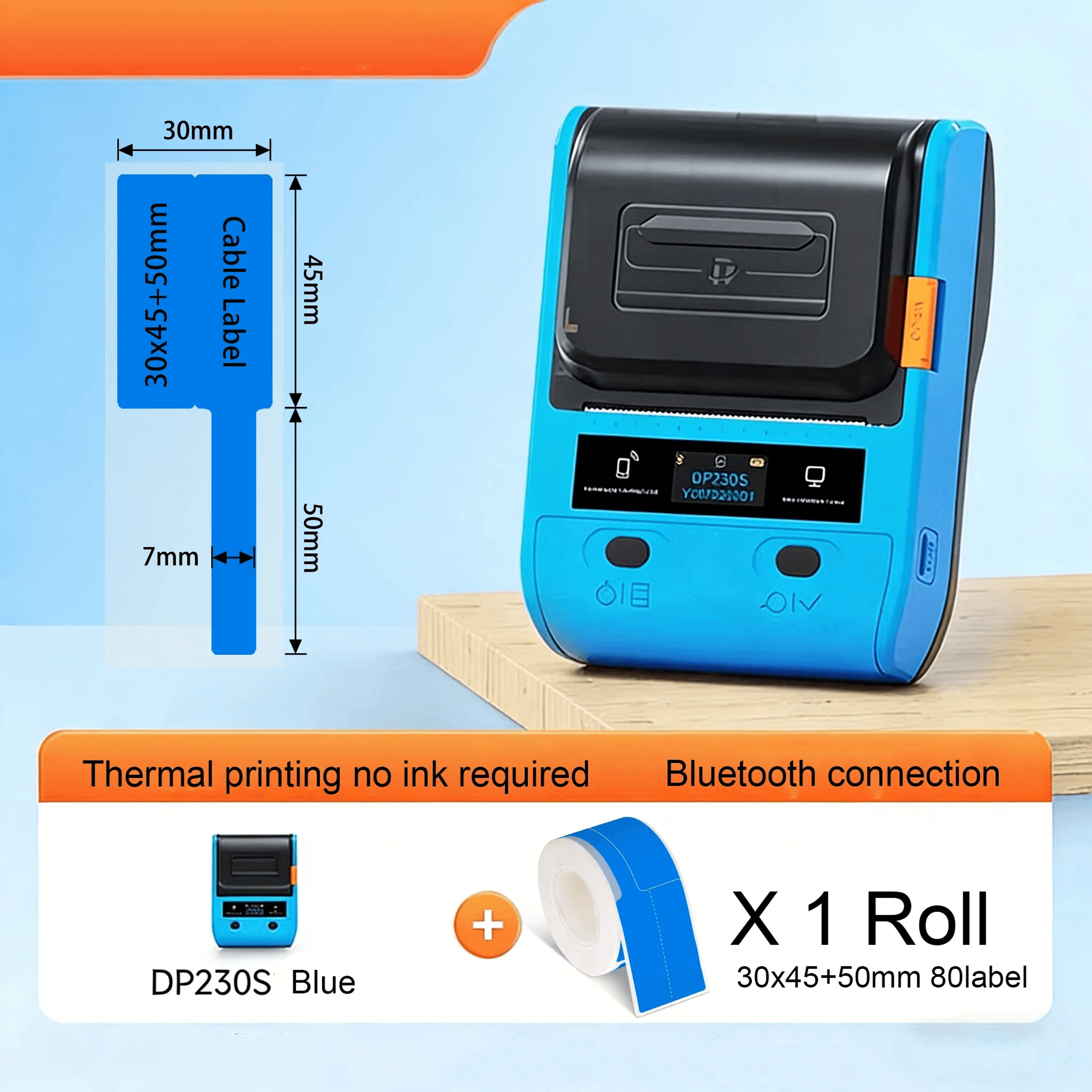 Portable Bluetooth Thermal Label Printer  64mm Cable And Barcode Sticker Maker 0