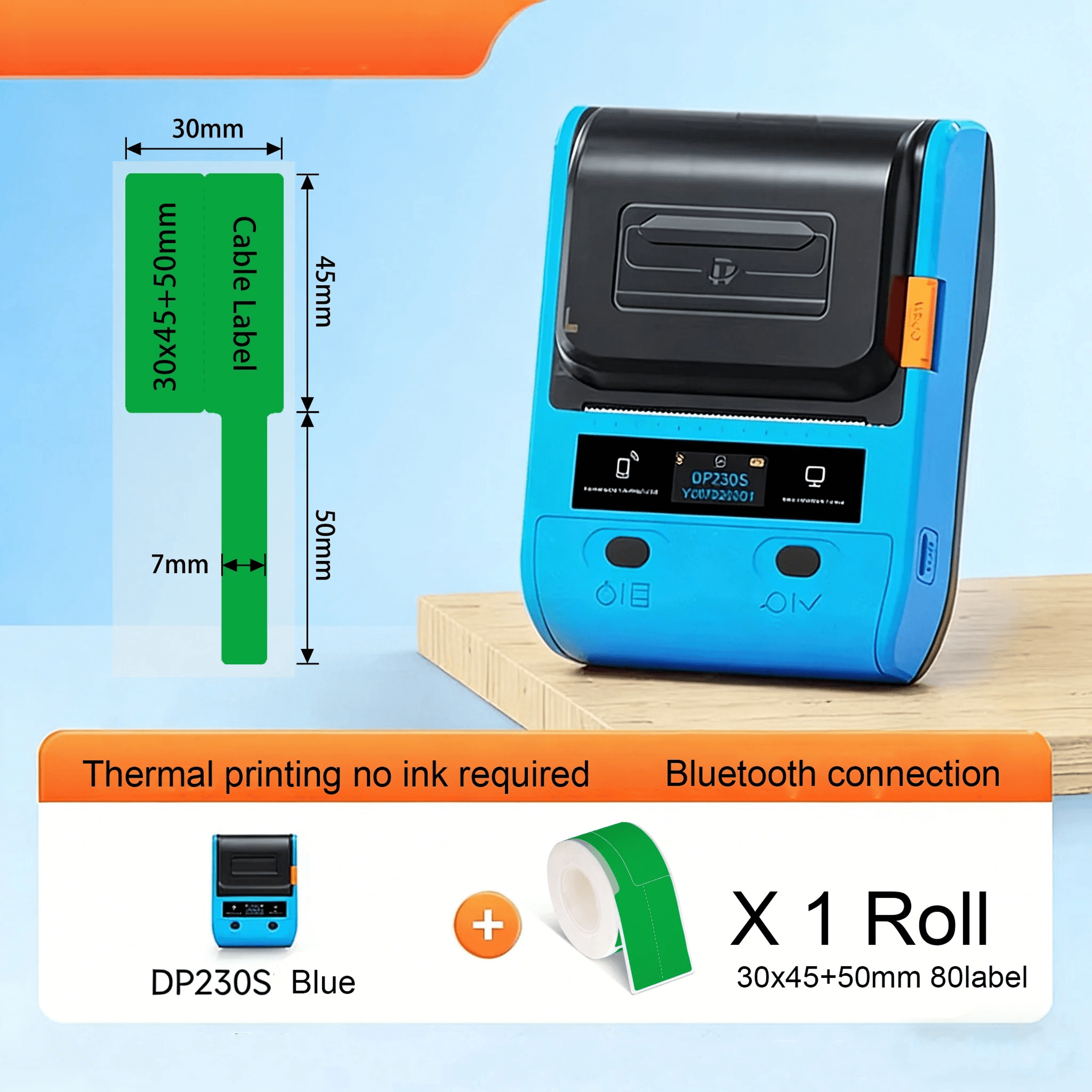 Portable Bluetooth Thermal Label Printer  64mm Cable And Barcode Sticker Maker 1