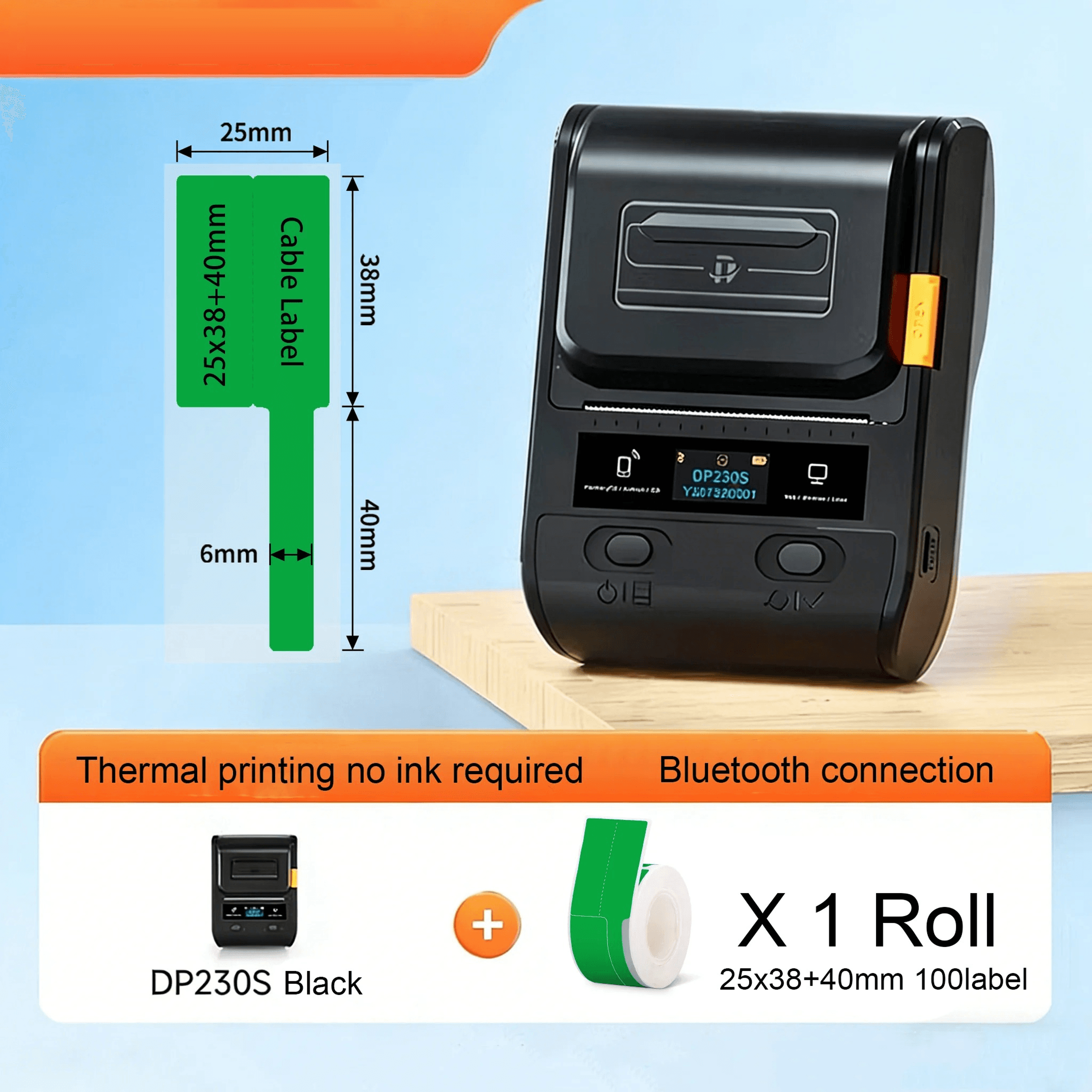 Portable Bluetooth Thermal Label Printer  64mm Cable And Barcode Sticker Maker 16