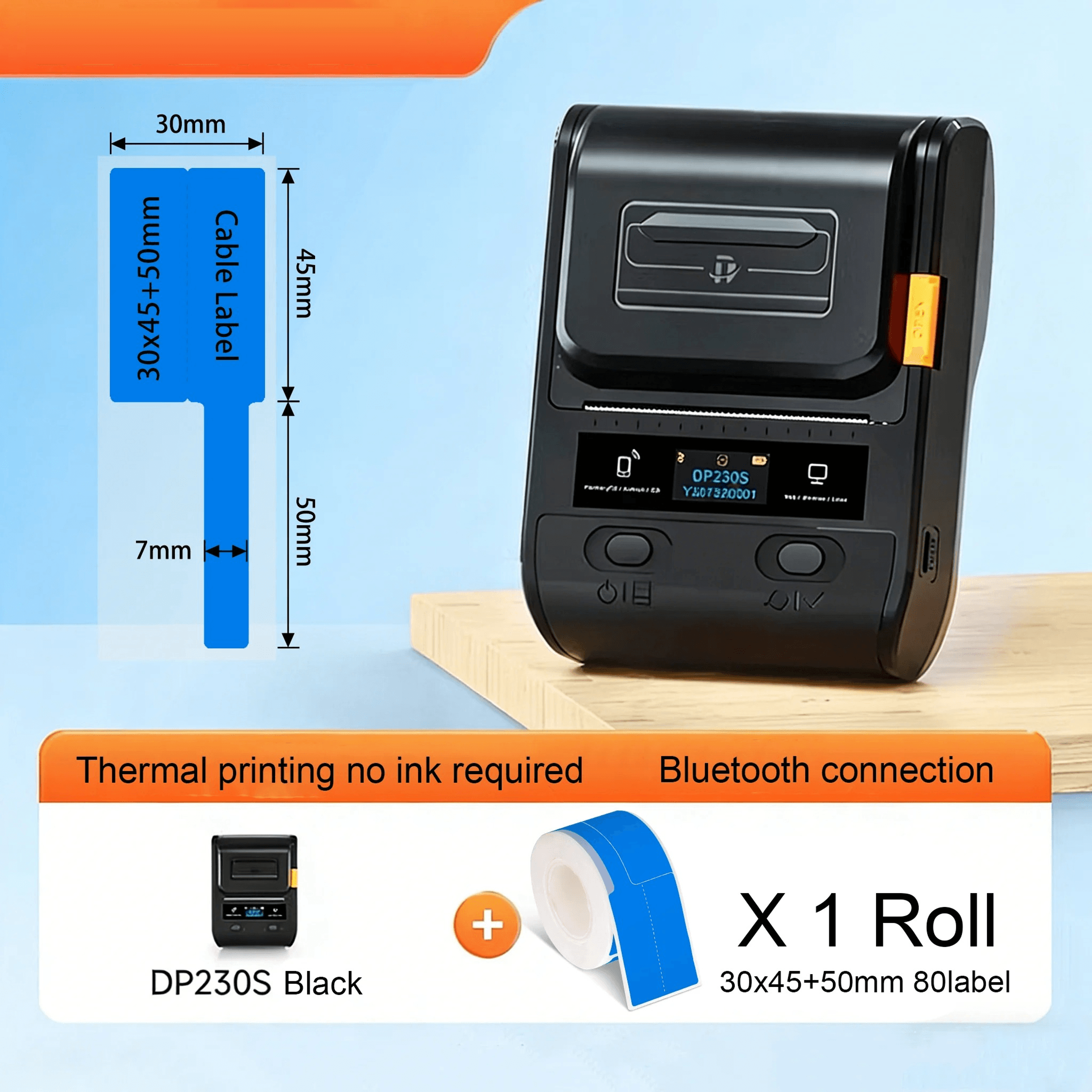 Portable Bluetooth Thermal Label Printer  64mm Cable And Barcode Sticker Maker 10