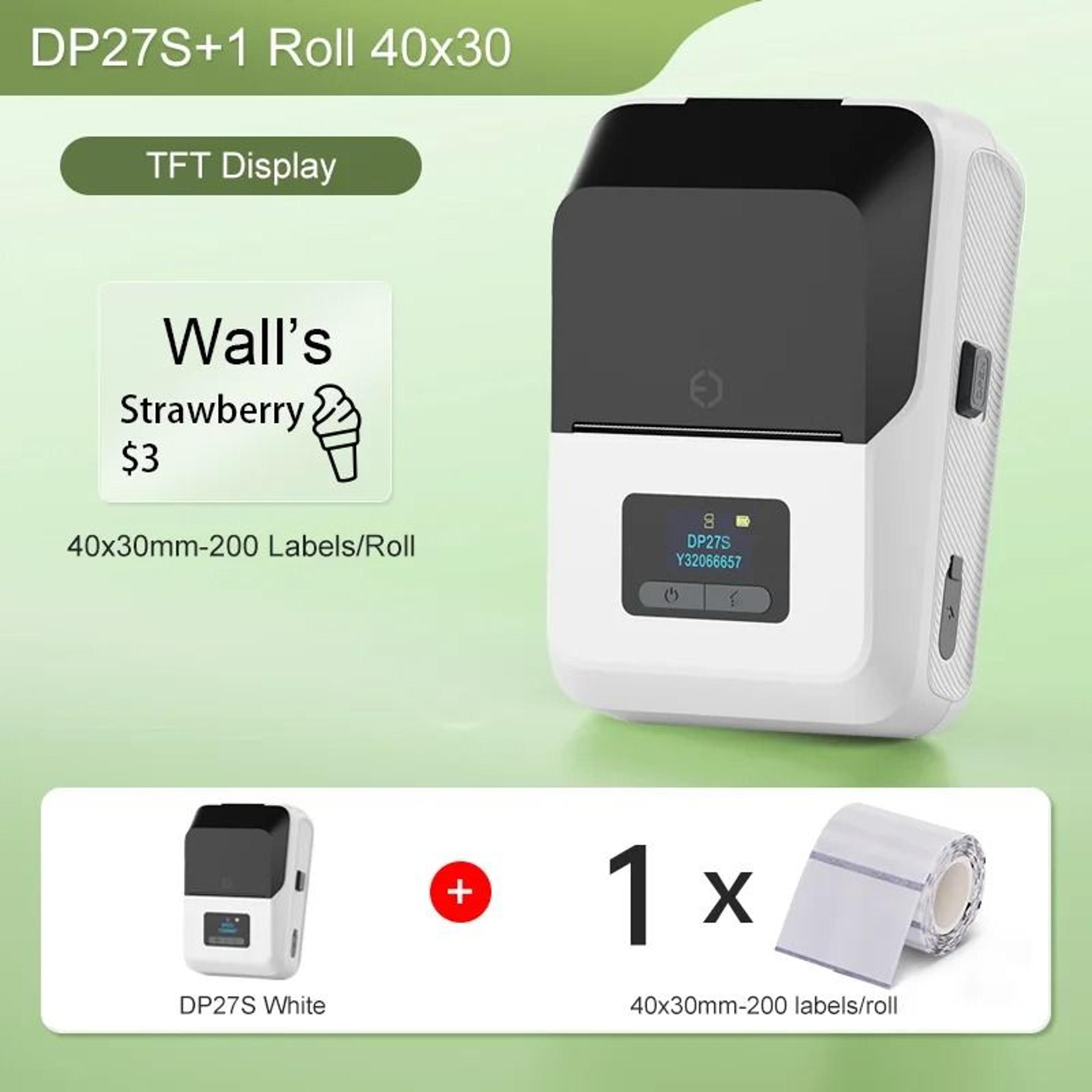 DP27S Mini Bluetooth Thermal Label Printer  2 Inch Wireless Cable Sticker Maker 5