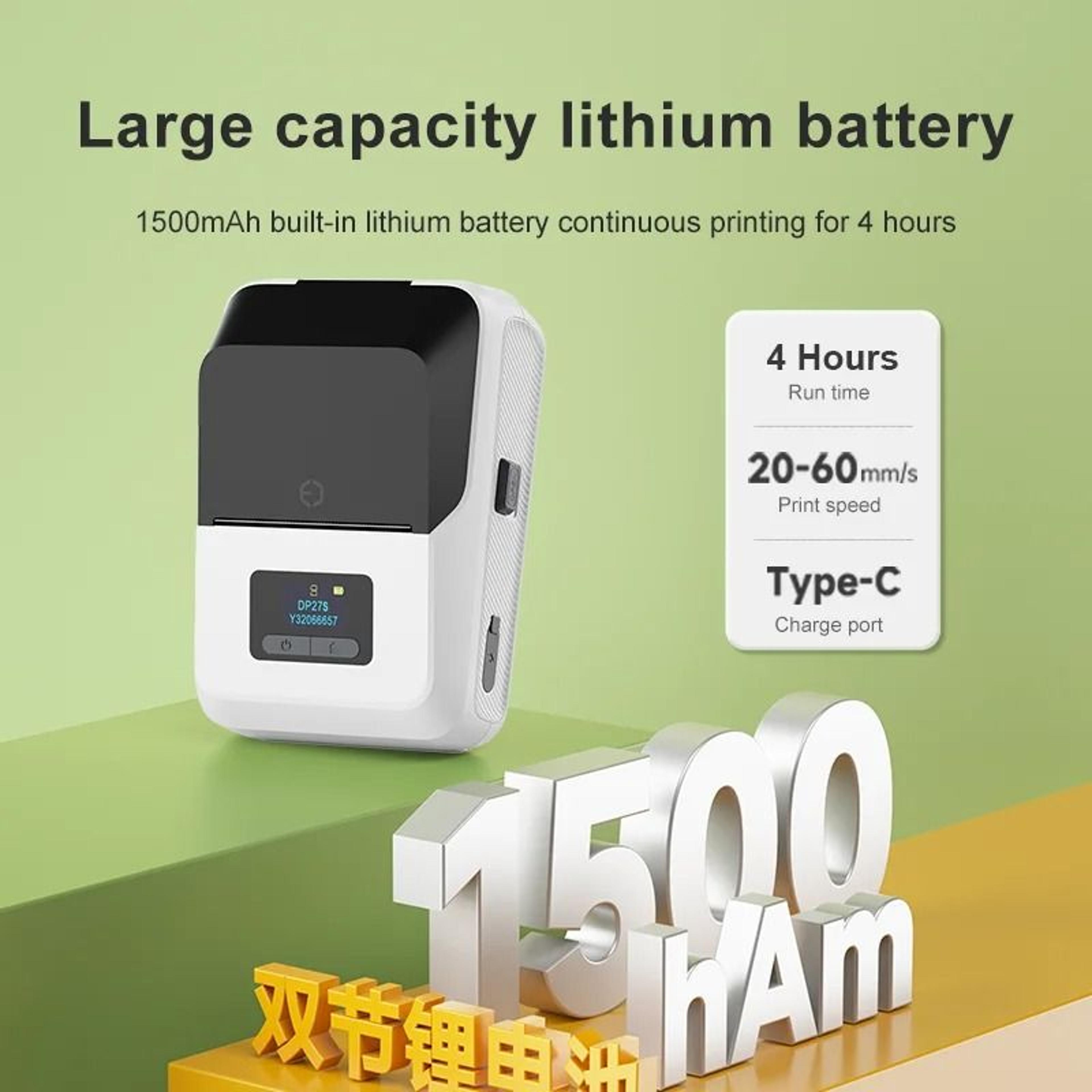 DP27S Mini Bluetooth Thermal Label Printer  2 Inch Wireless Cable Sticker Maker 9