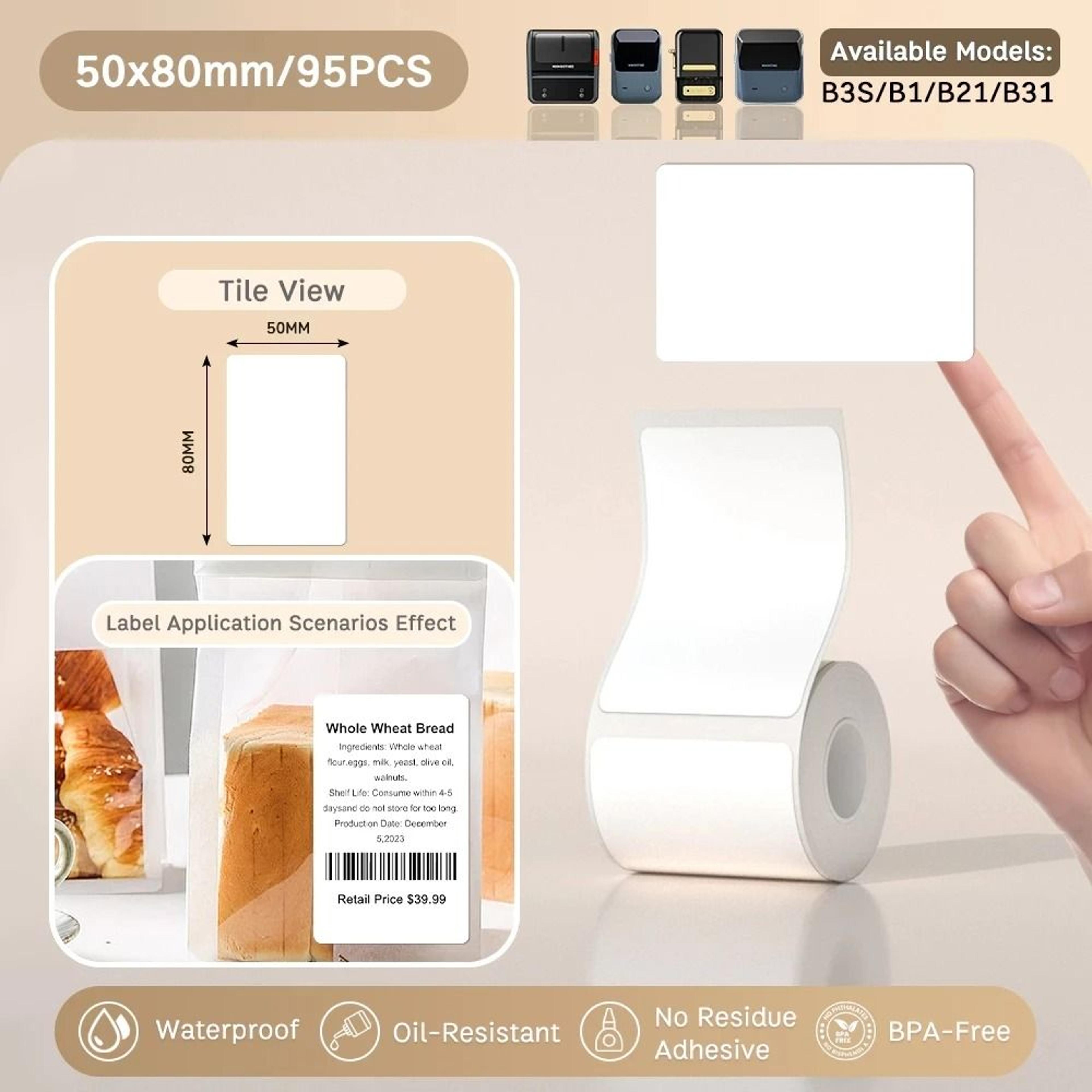 waterproof thermal label sticker rolls – self adhesive printer paper refills