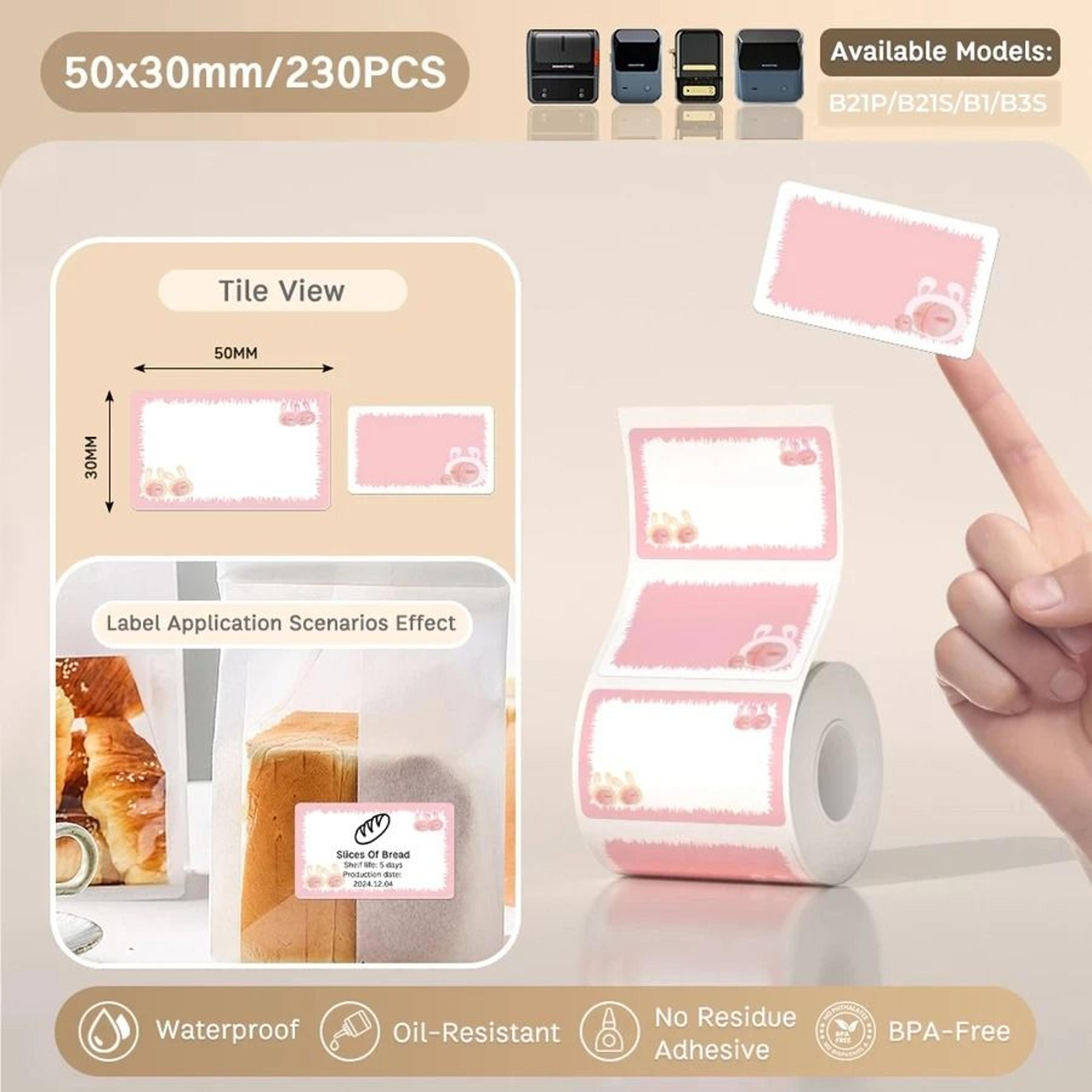 Waterproof Thermal Label Sticker Rolls  Self Adhesive Printer Paper Refills 14