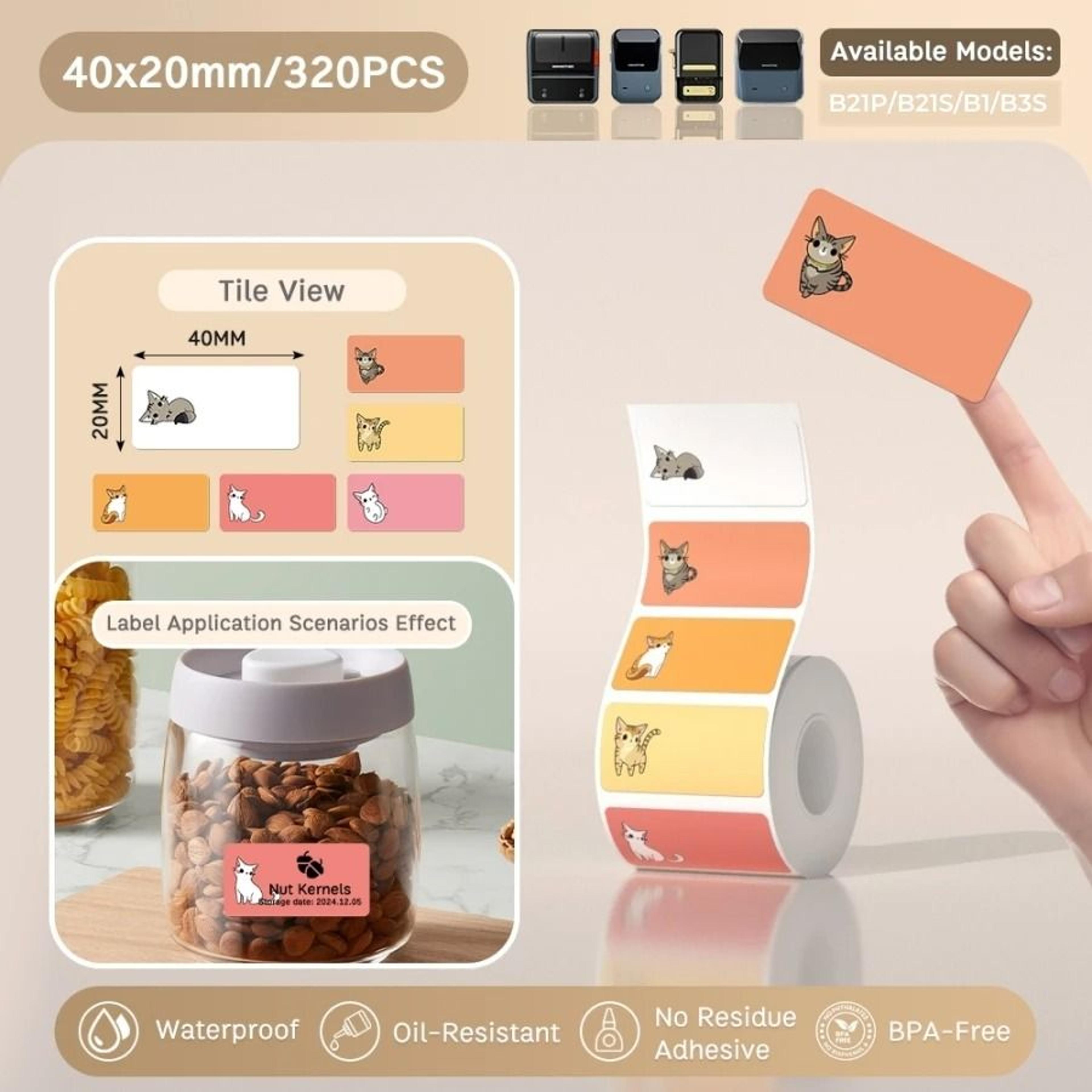 Waterproof Thermal Label Sticker Rolls  Self Adhesive Printer Paper Refills 12