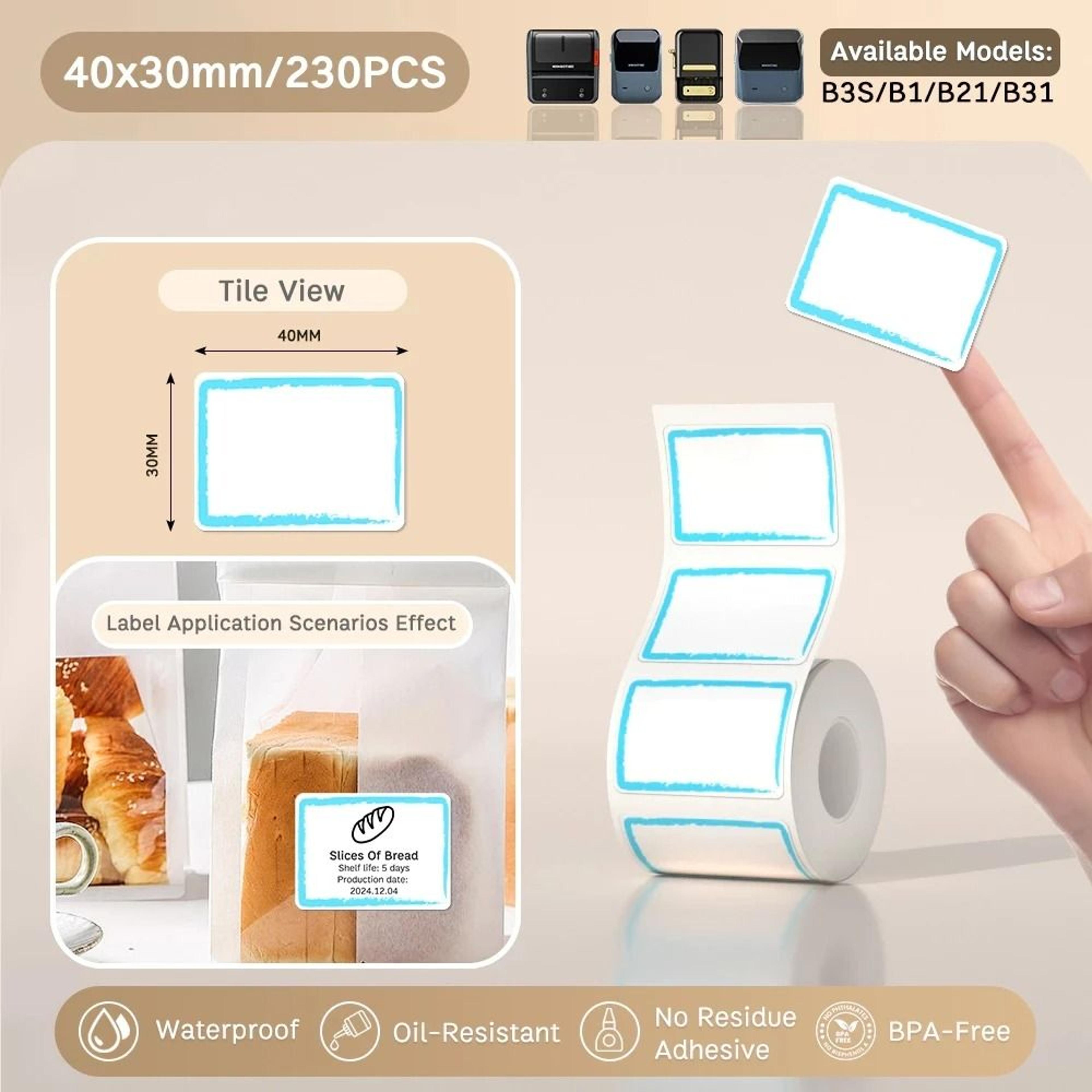 Waterproof Thermal Label Sticker Rolls  Self Adhesive Printer Paper Refills 16