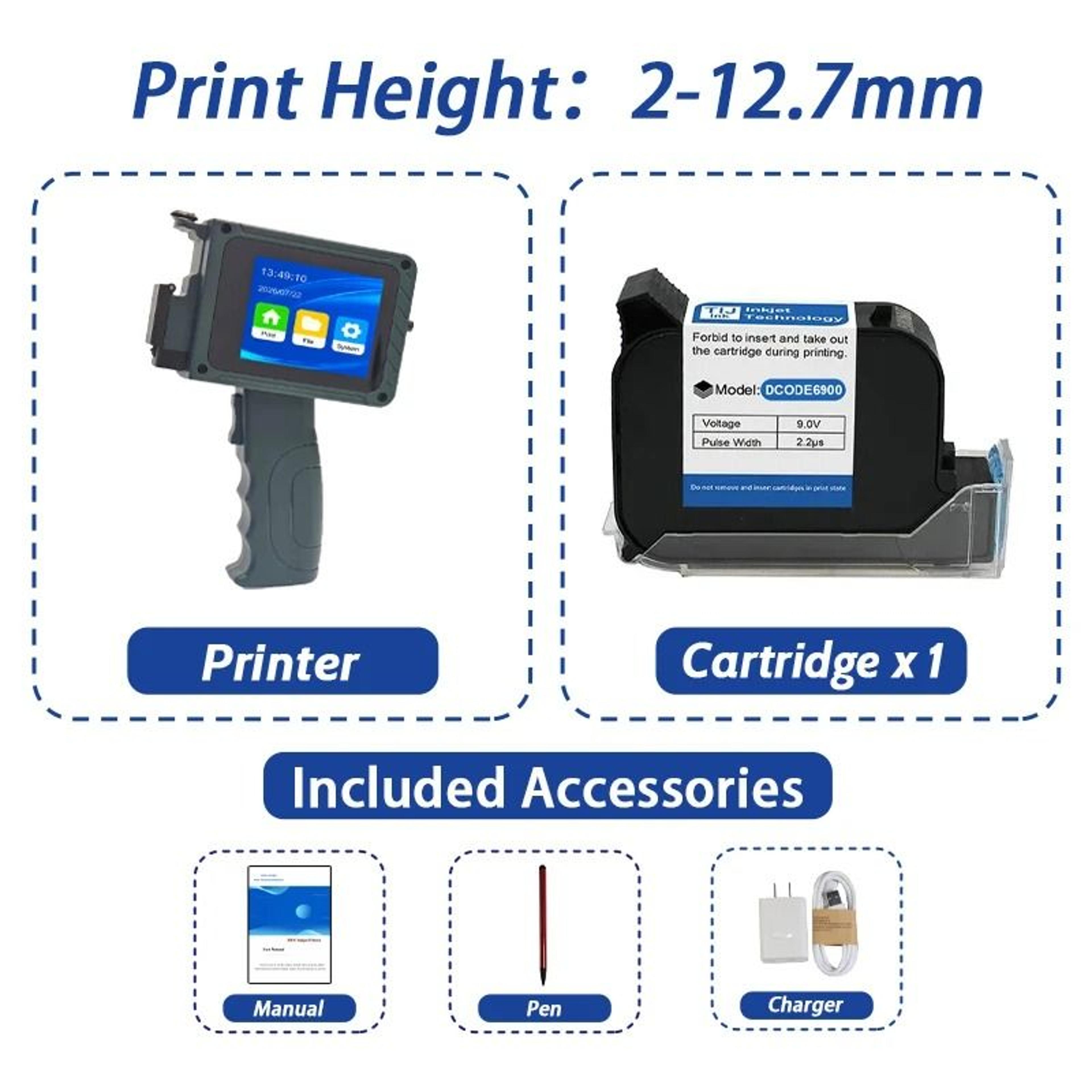 Mini Handheld Inkjet Printer  127mm Portable Date And Barcode Coding Machine 2