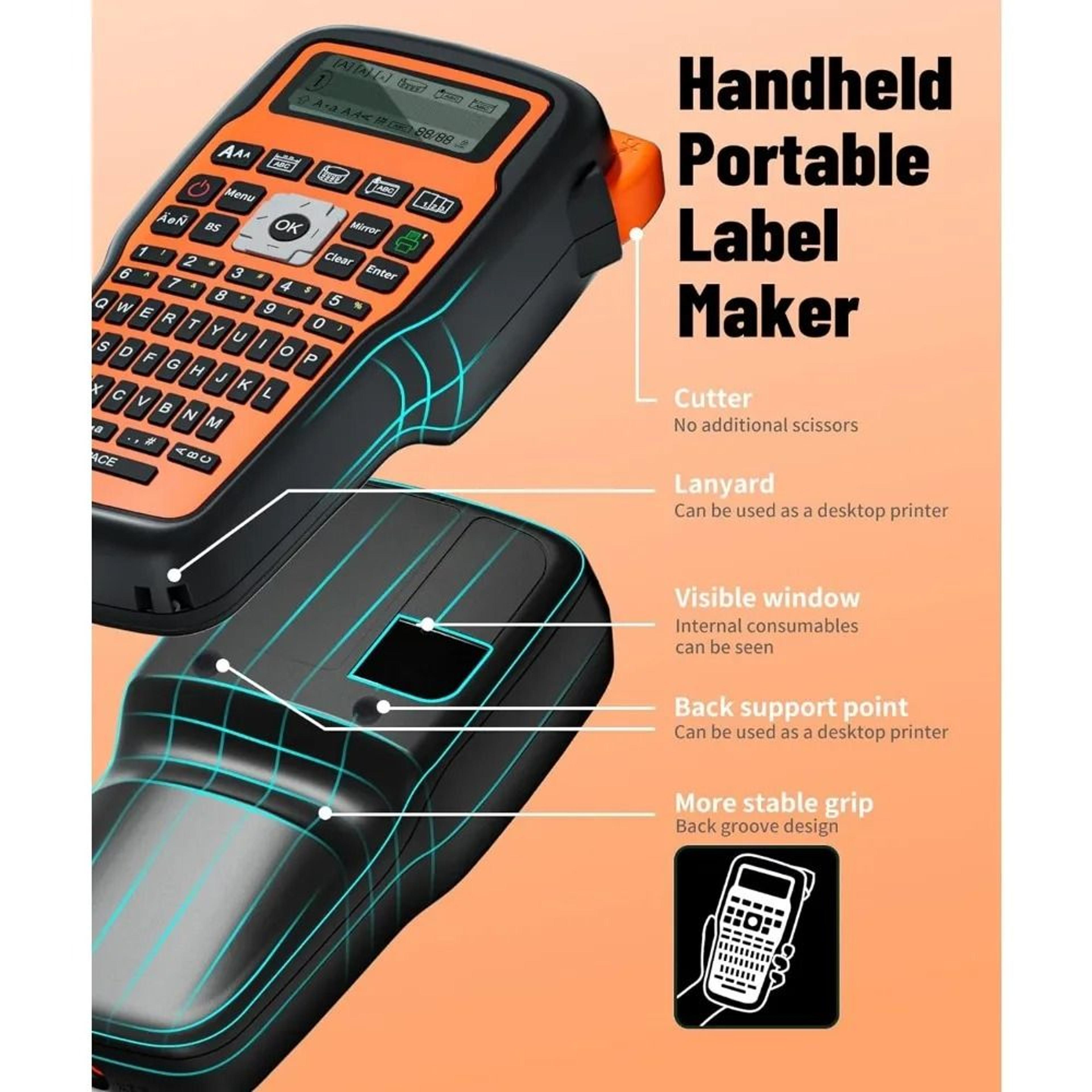 Portable Industrial Label Maker  Handheld QWERTY Cable And Thermal Transfer Printer 15