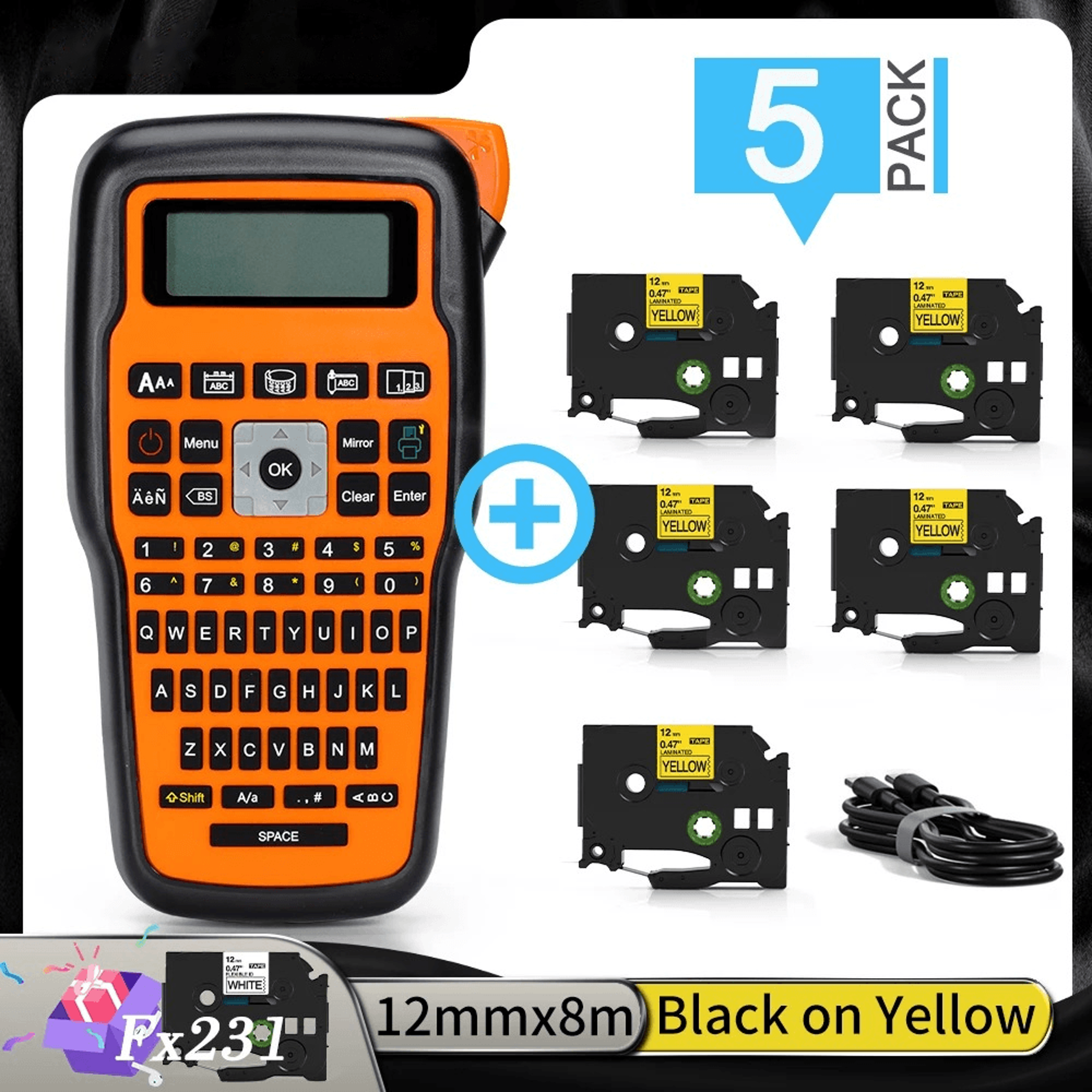 Portable Industrial Label Maker  Handheld QWERTY Cable And Thermal Transfer Printer 10