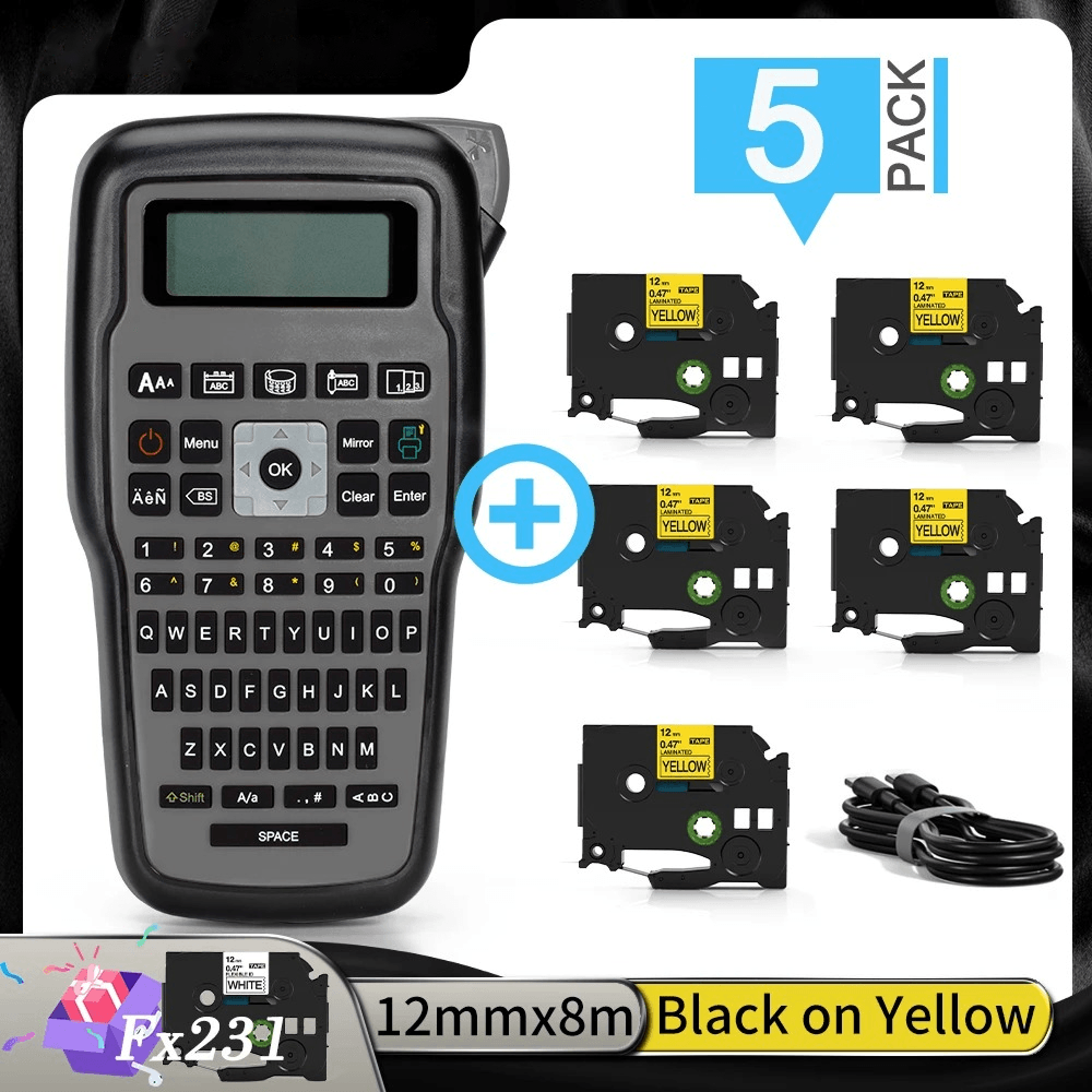 Portable Industrial Label Maker  Handheld QWERTY Cable And Thermal Transfer Printer 9