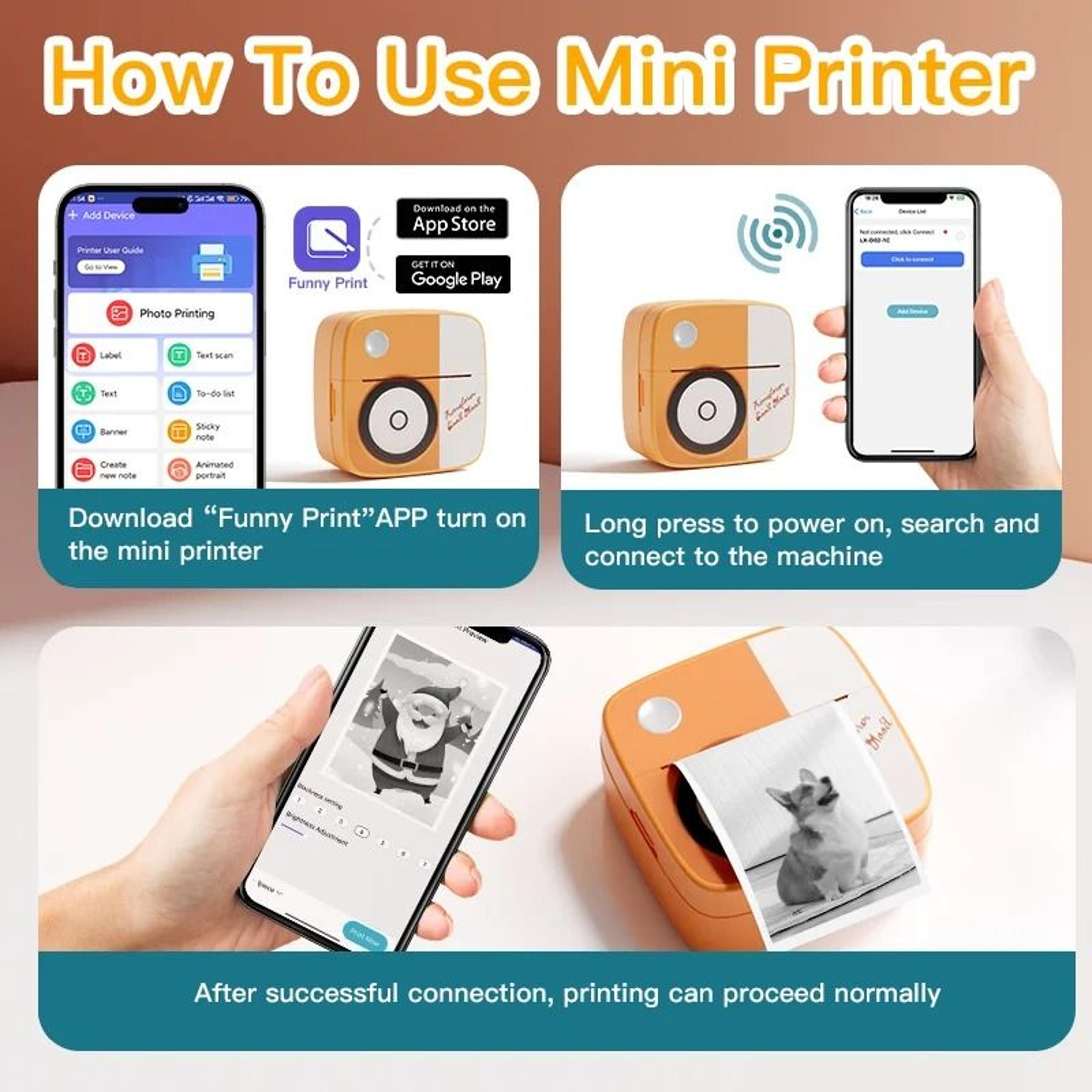 Mini Bluetooth Thermal Printer Portable Inkless Photo And Sticker Maker 5