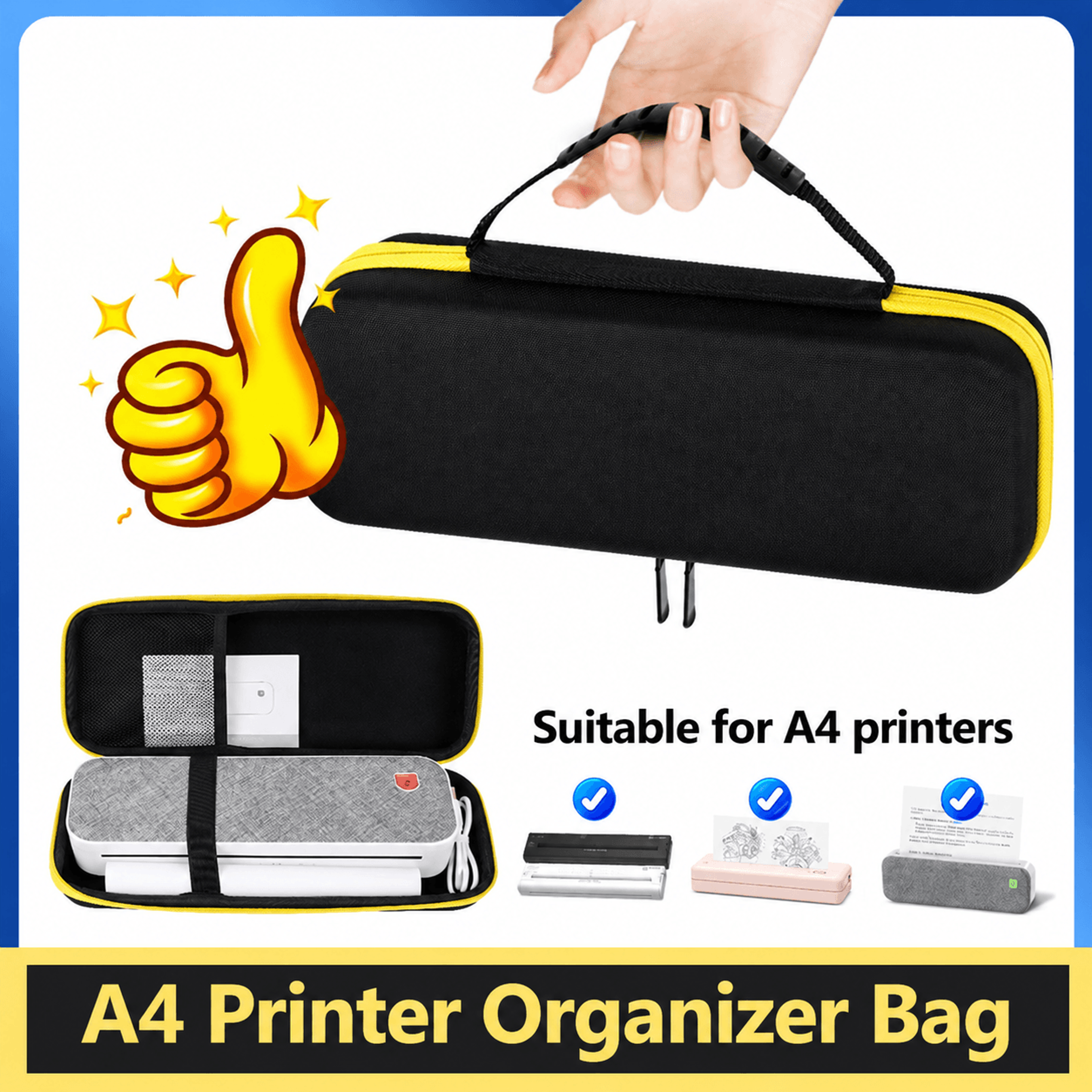 A40 TravelGuard Printer Case  Protective A4 Thermal Printer Bag With Paper Roll Storage 3