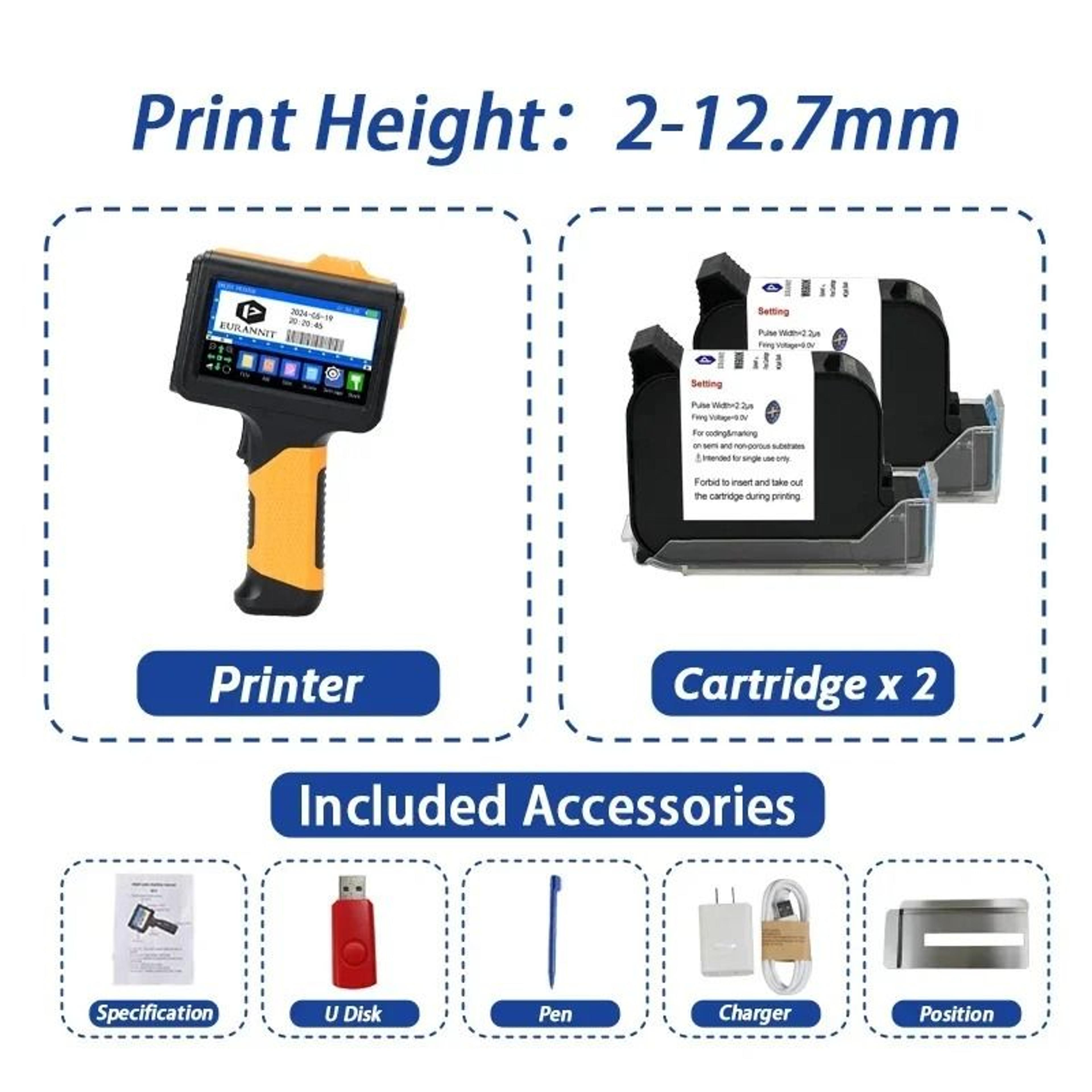 E19 RapidMark 127mm Handheld Inkjet Printer  Portable Date And Barcode Coder 3