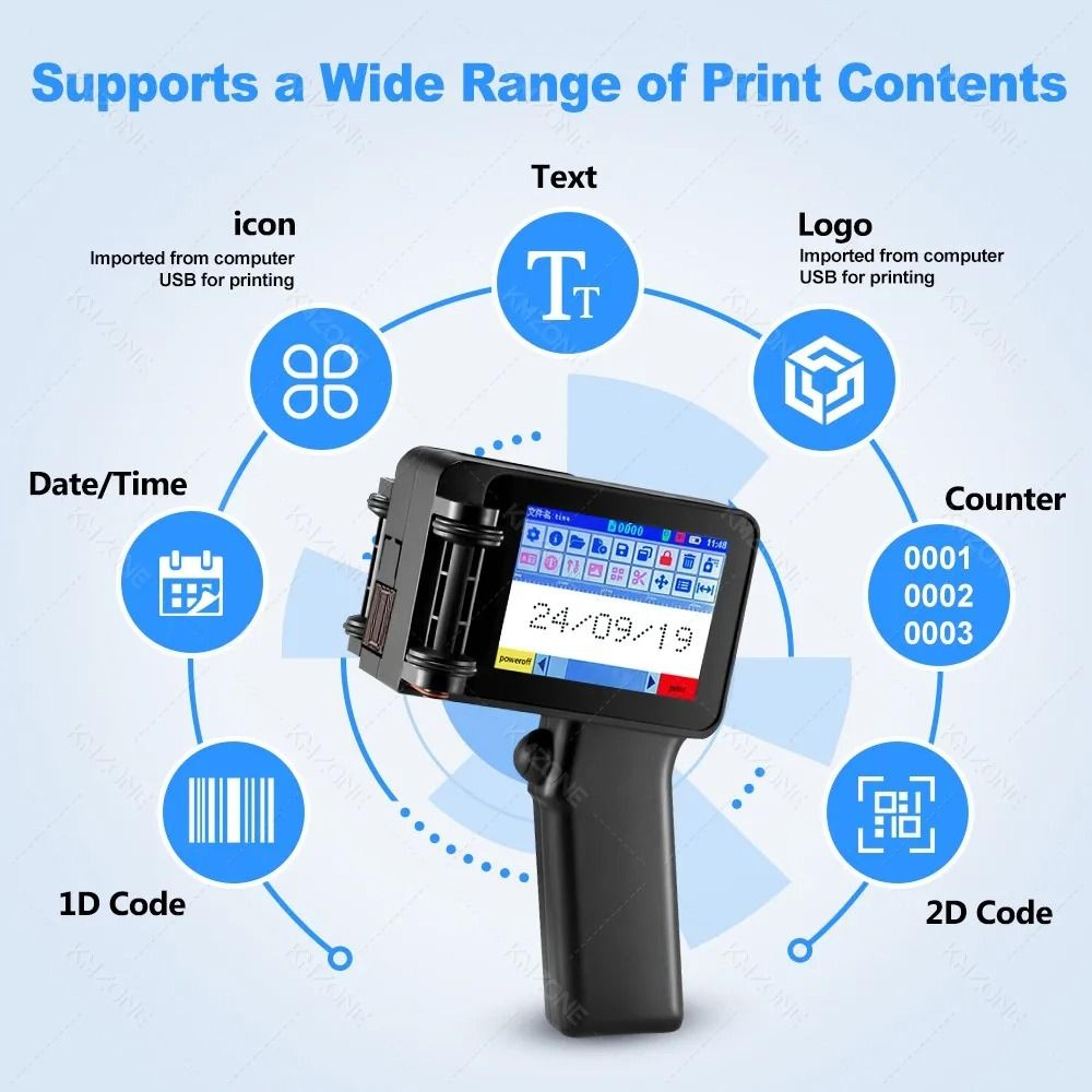 PrintPilot Mini 127mm Inkjet Coder  Handheld Barcode And Expiry Date Printer 4