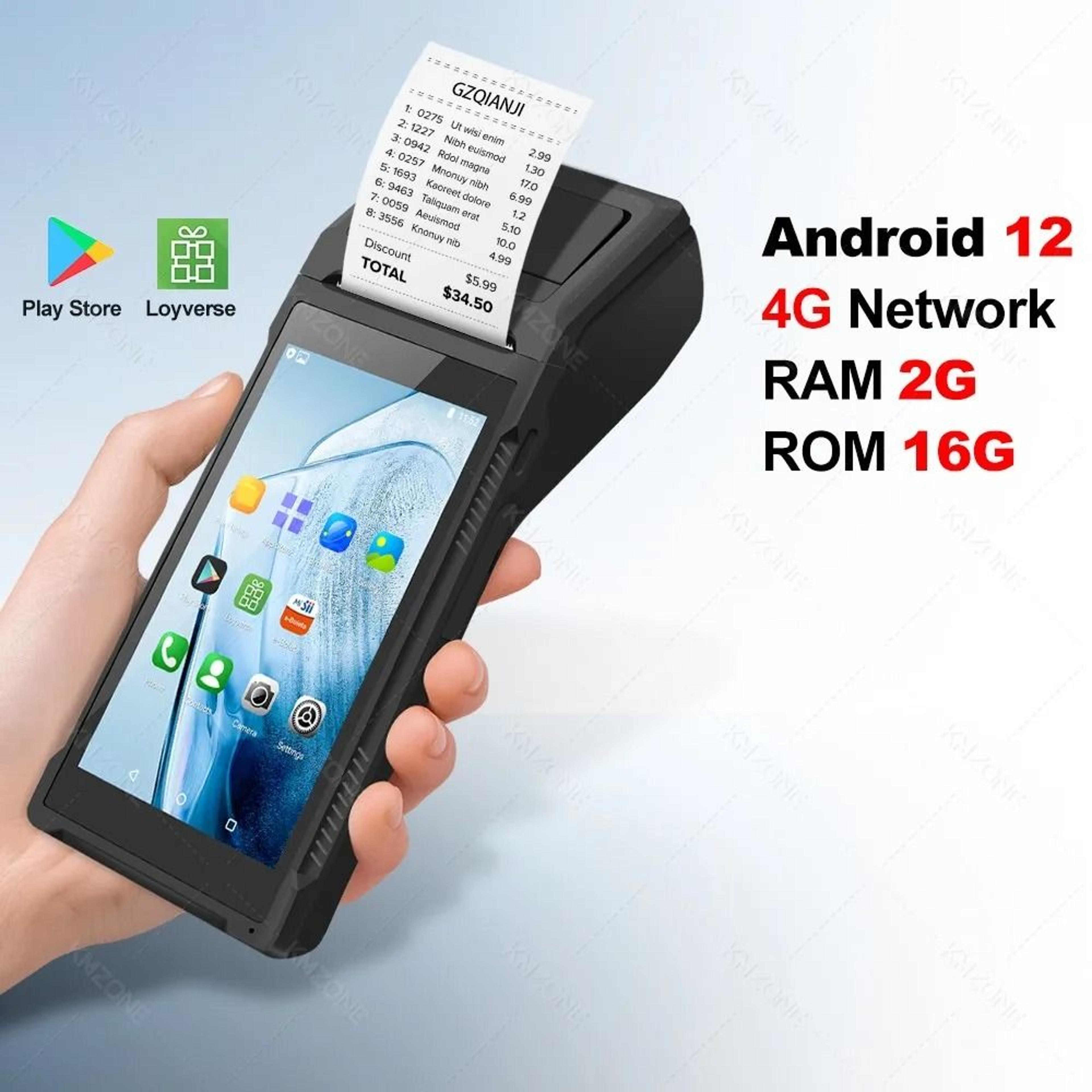Handheld Android POS Terminal With Barcode Scanner And Receipt Printer 3