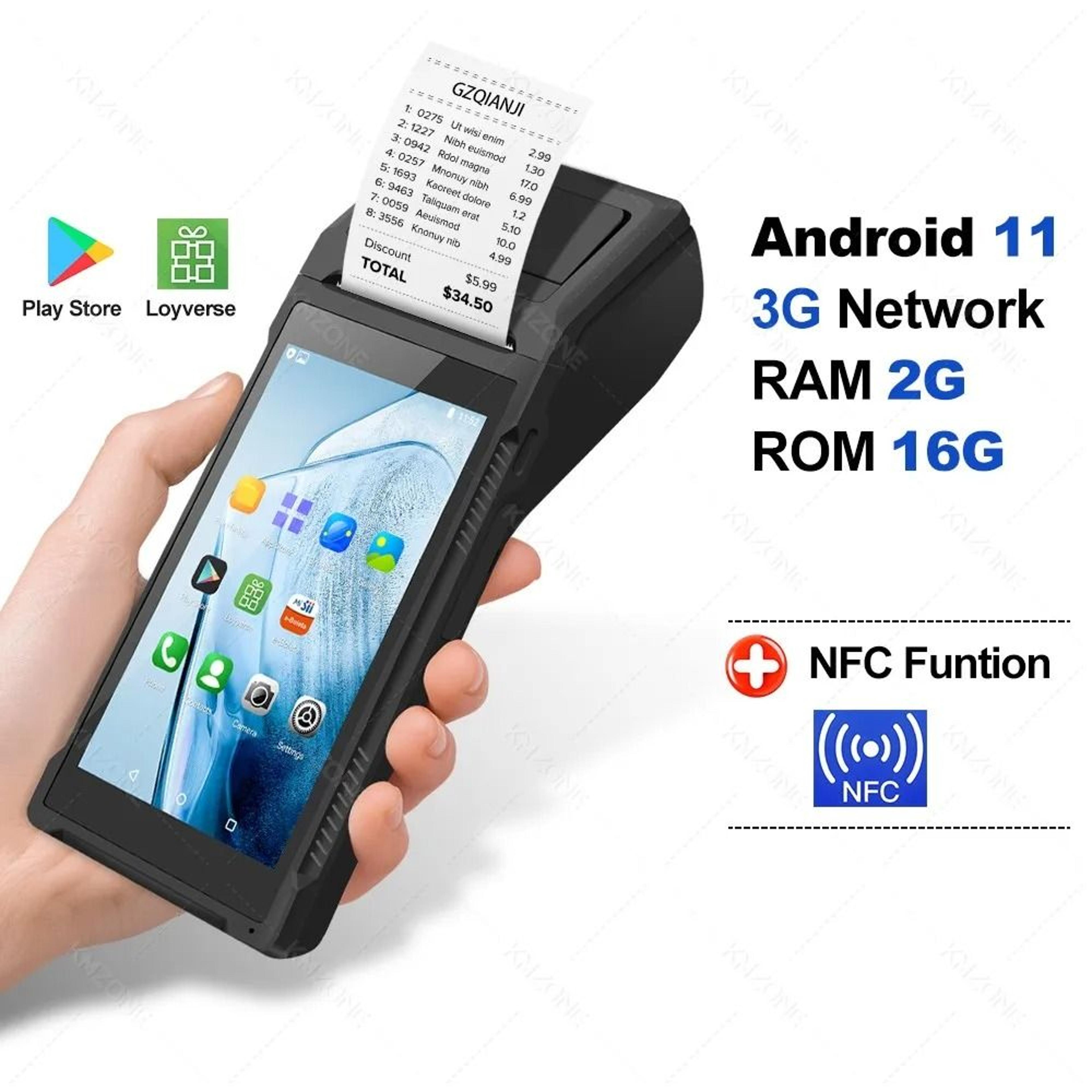 Handheld Android POS Terminal With Barcode Scanner And Receipt Printer 2