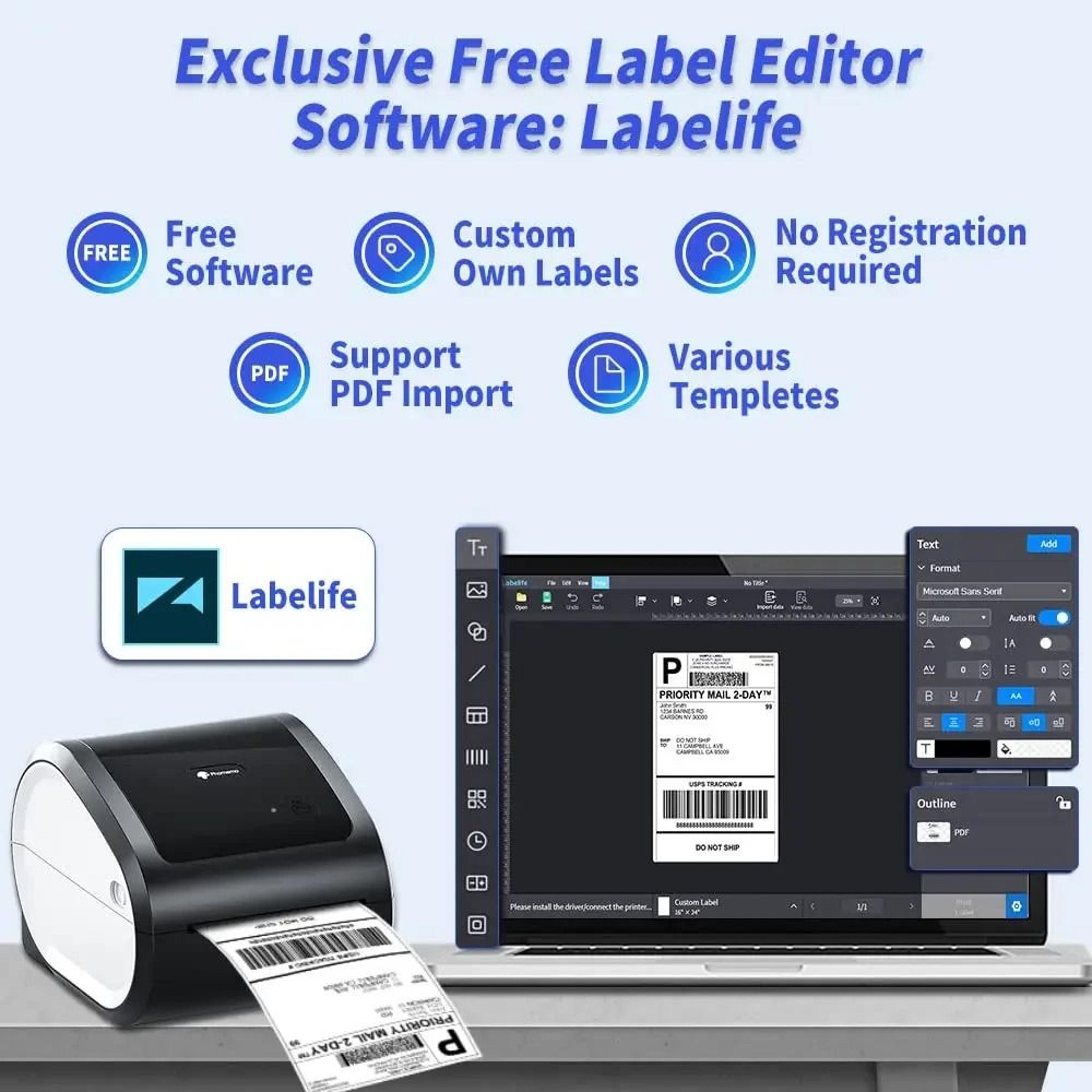 Wireless Bluetooth Thermal Shipping Label Printer For Small Business 10