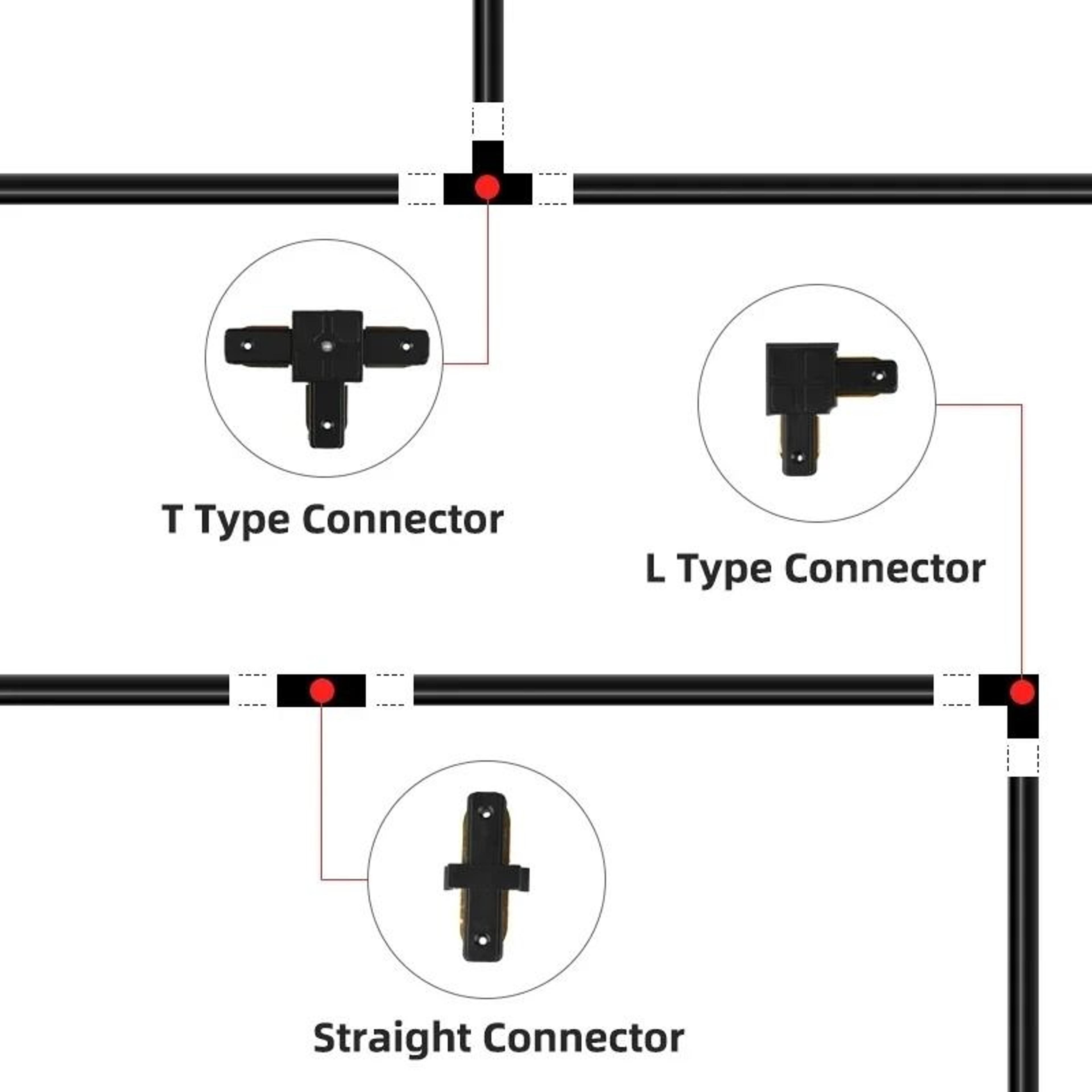 Adjustable LED Track Light Rails With Straight And L Shape Connectors 13