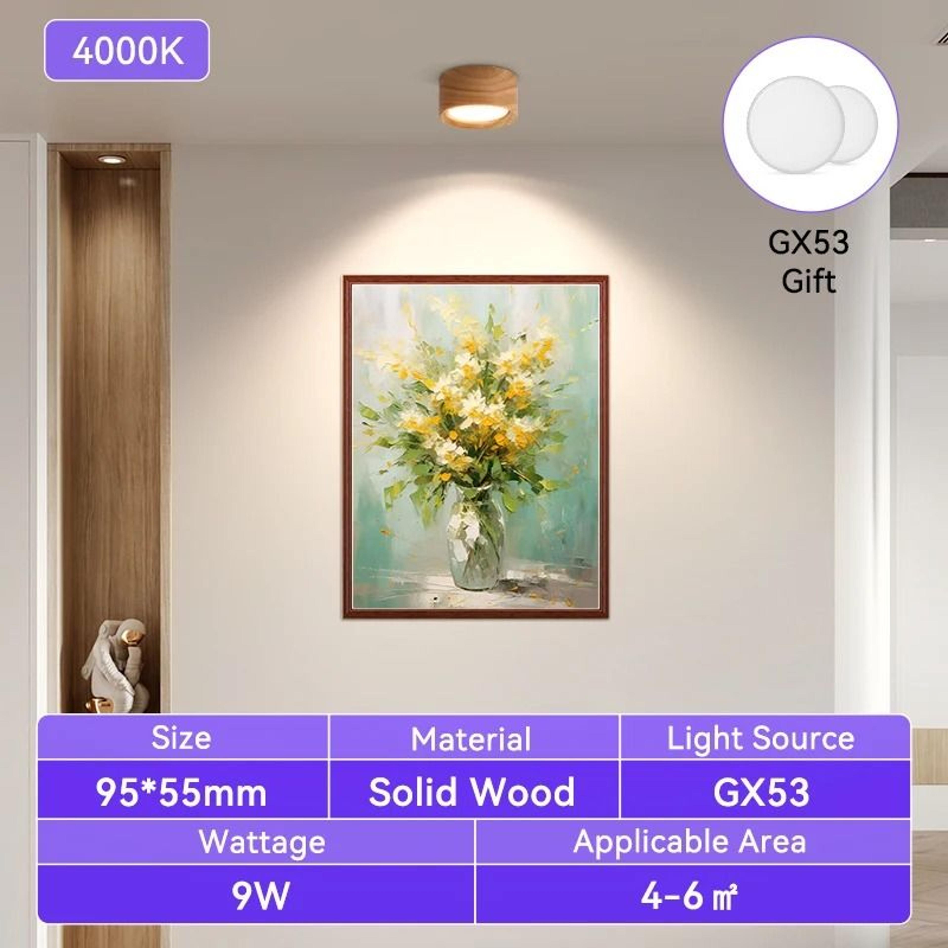 Modern Wooden GX53 LED Ceiling Downlight For Warm Home Lighting 2