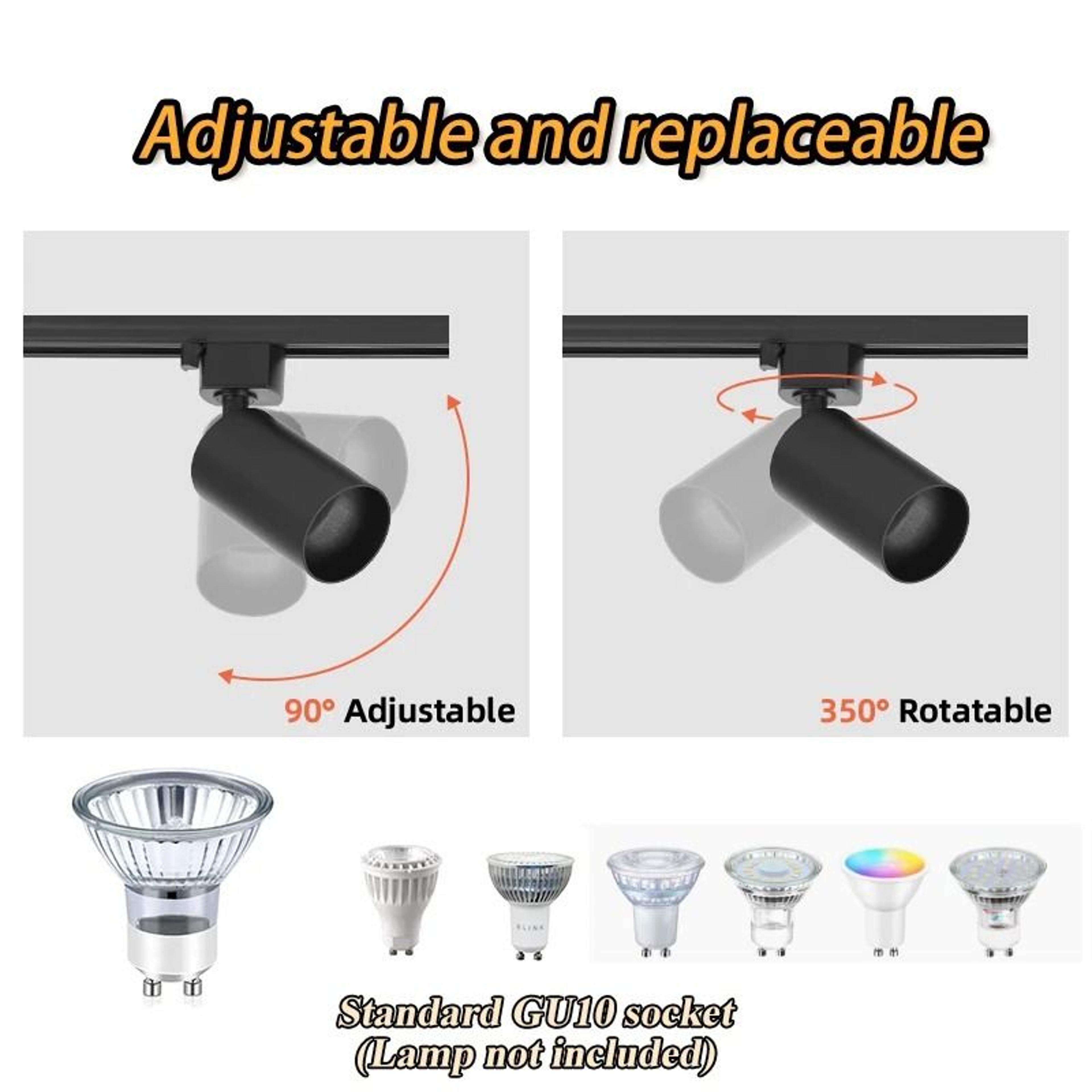 Adjustable GU10 LED Track Spotlight For Modern Ceiling And Kitchen Lighting 11