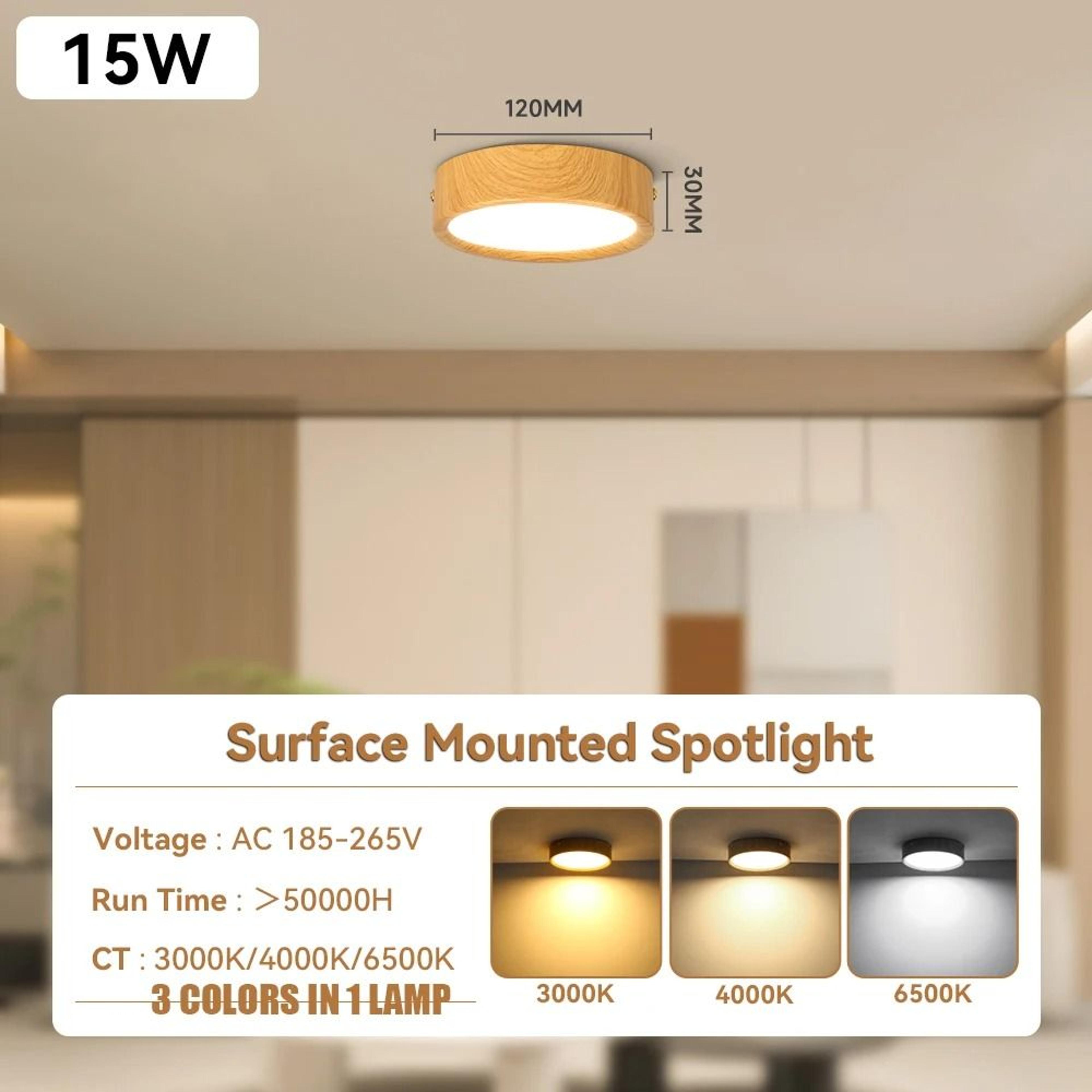 Wood Grain LED Ceiling Panel Light With 3 Color Modes For Modern Home Lighting 3