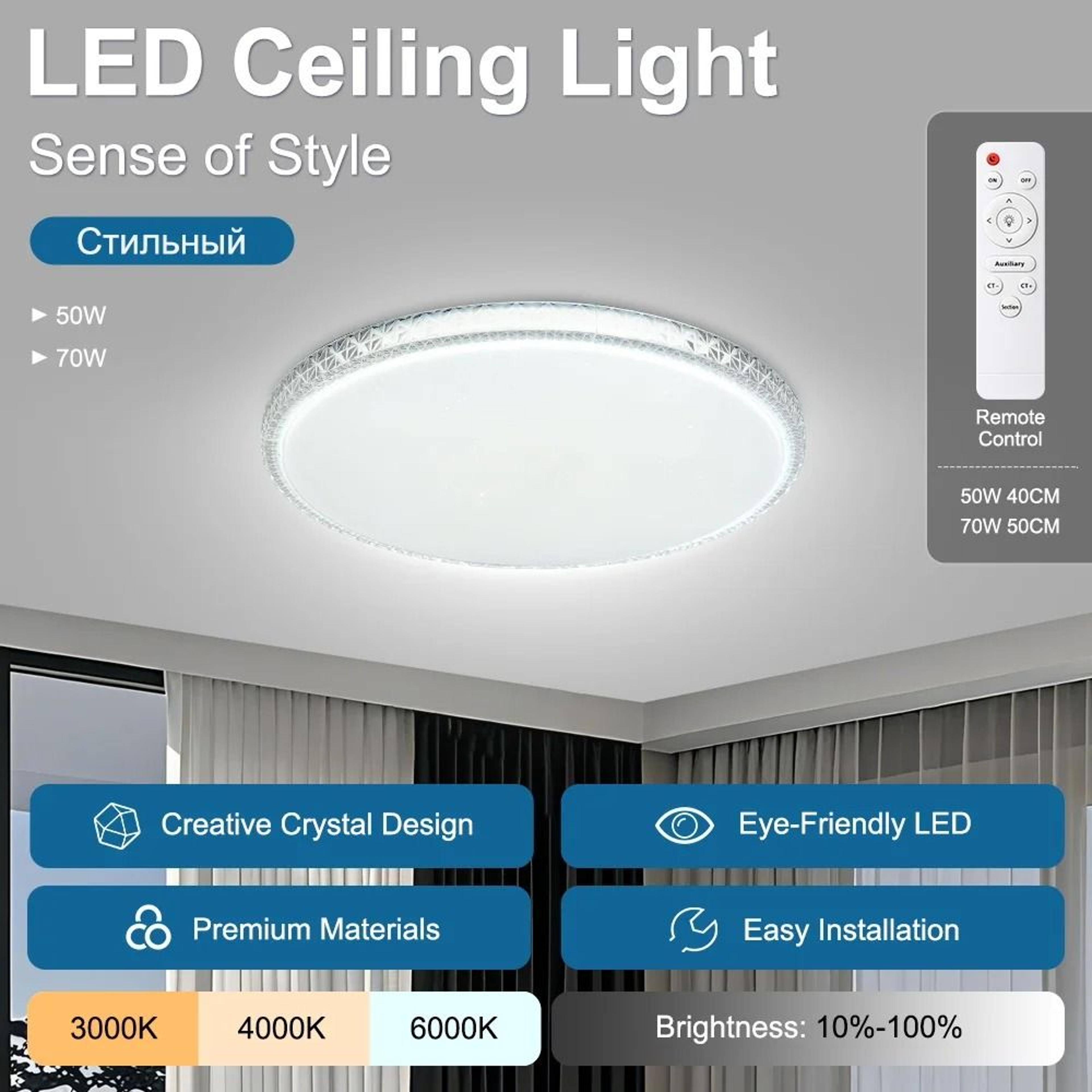 50W 70W Ultra Thin Waterproof Round LED Ceiling Panel Light 8