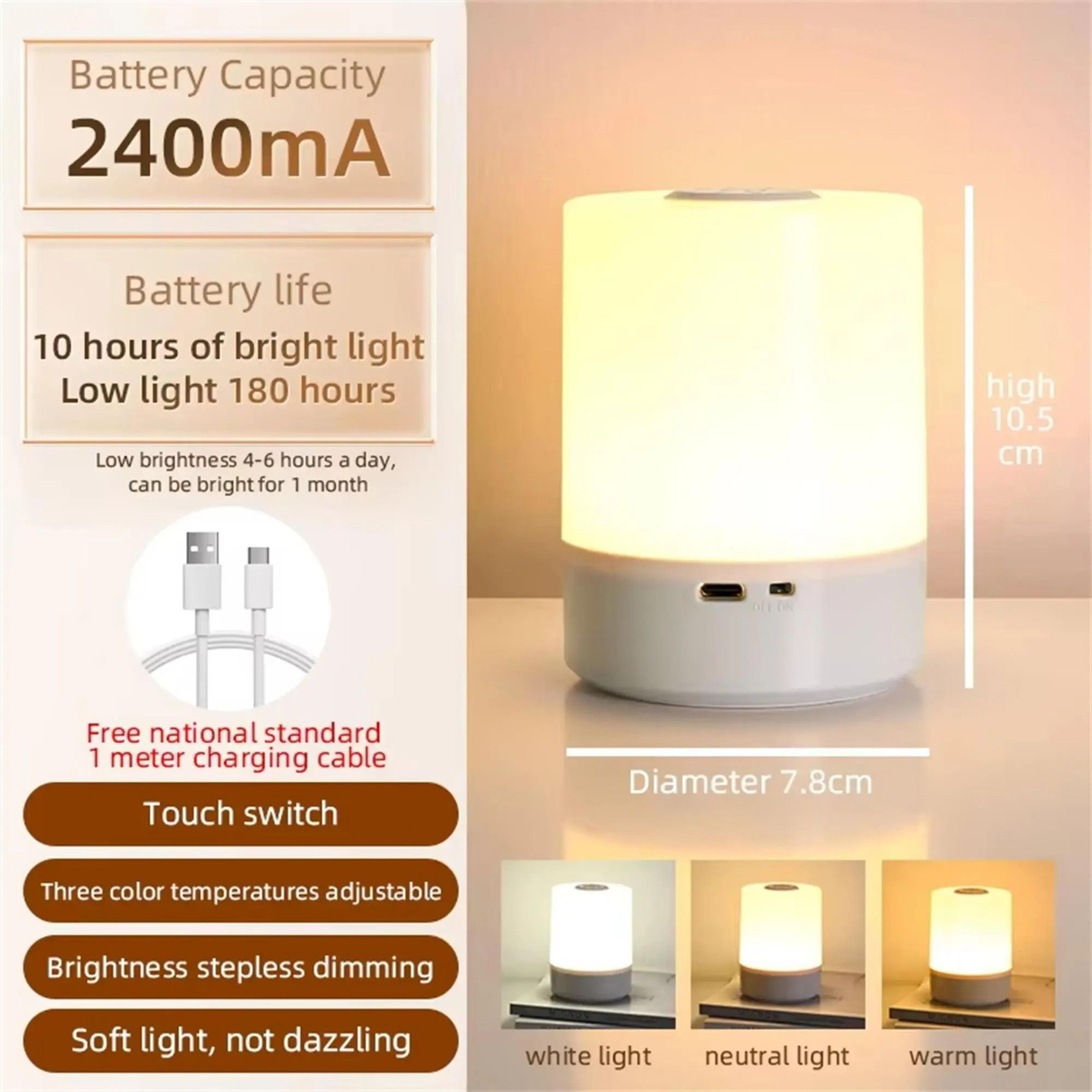 USB Rechargeable Touch LED Night Light With 3 Color Modes 6