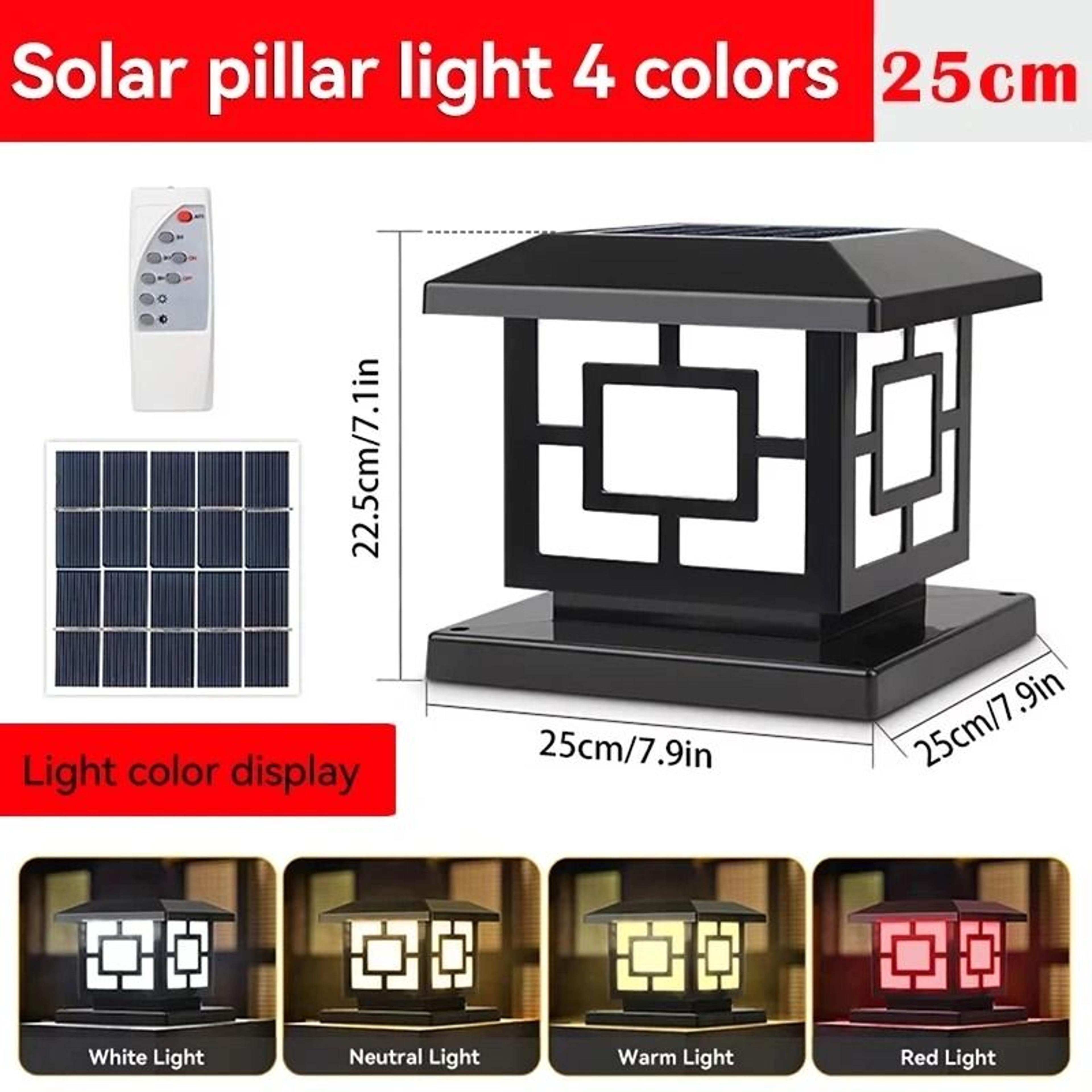Waterproof Solar LED Pillar Light With Remote Control And 4 Color Modes 8