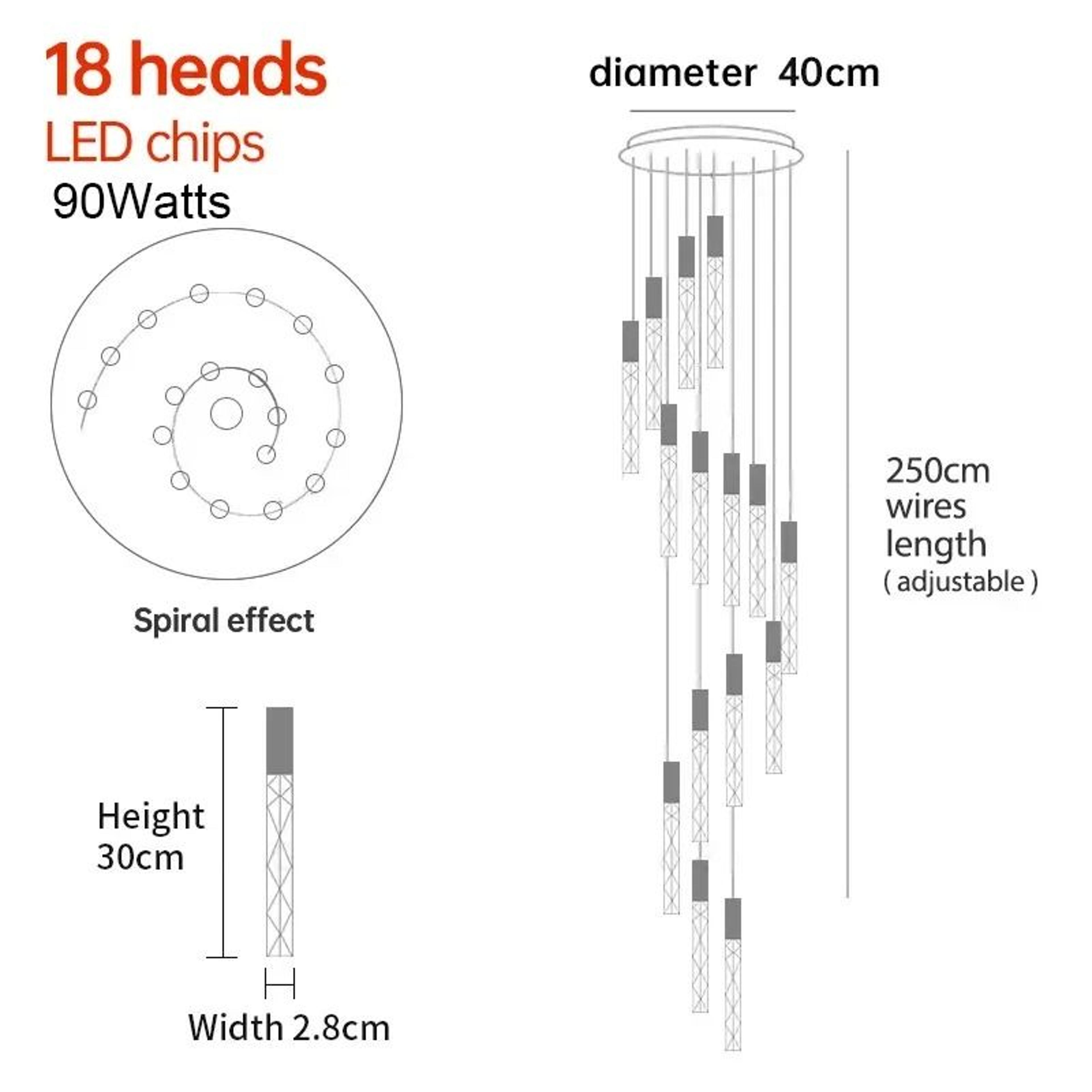 Luxury Crystal Spiral LED Staircase Chandelier For High Ceiling Living Rooms 10