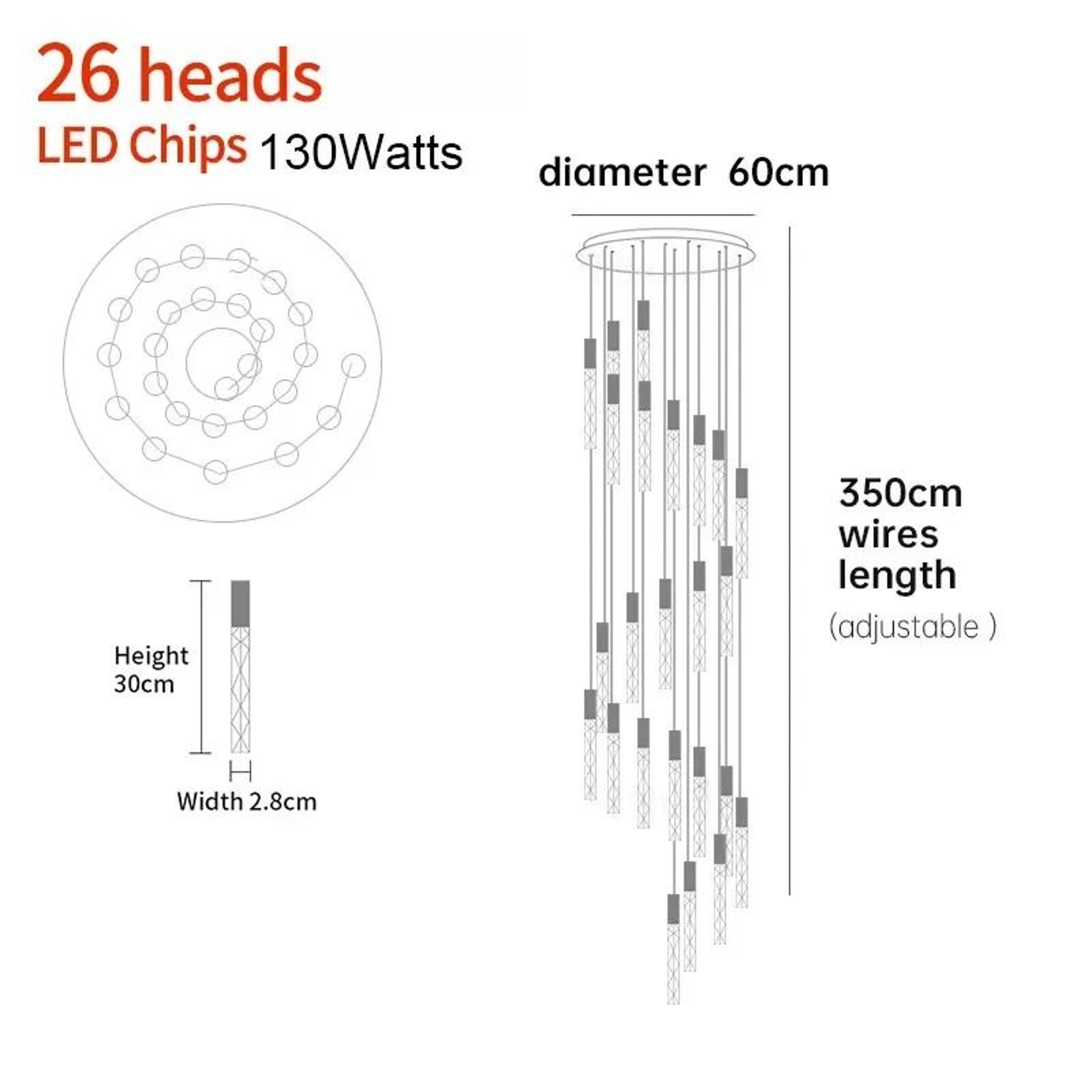 Luxury Crystal Spiral LED Staircase Chandelier For High Ceiling Living Rooms 13