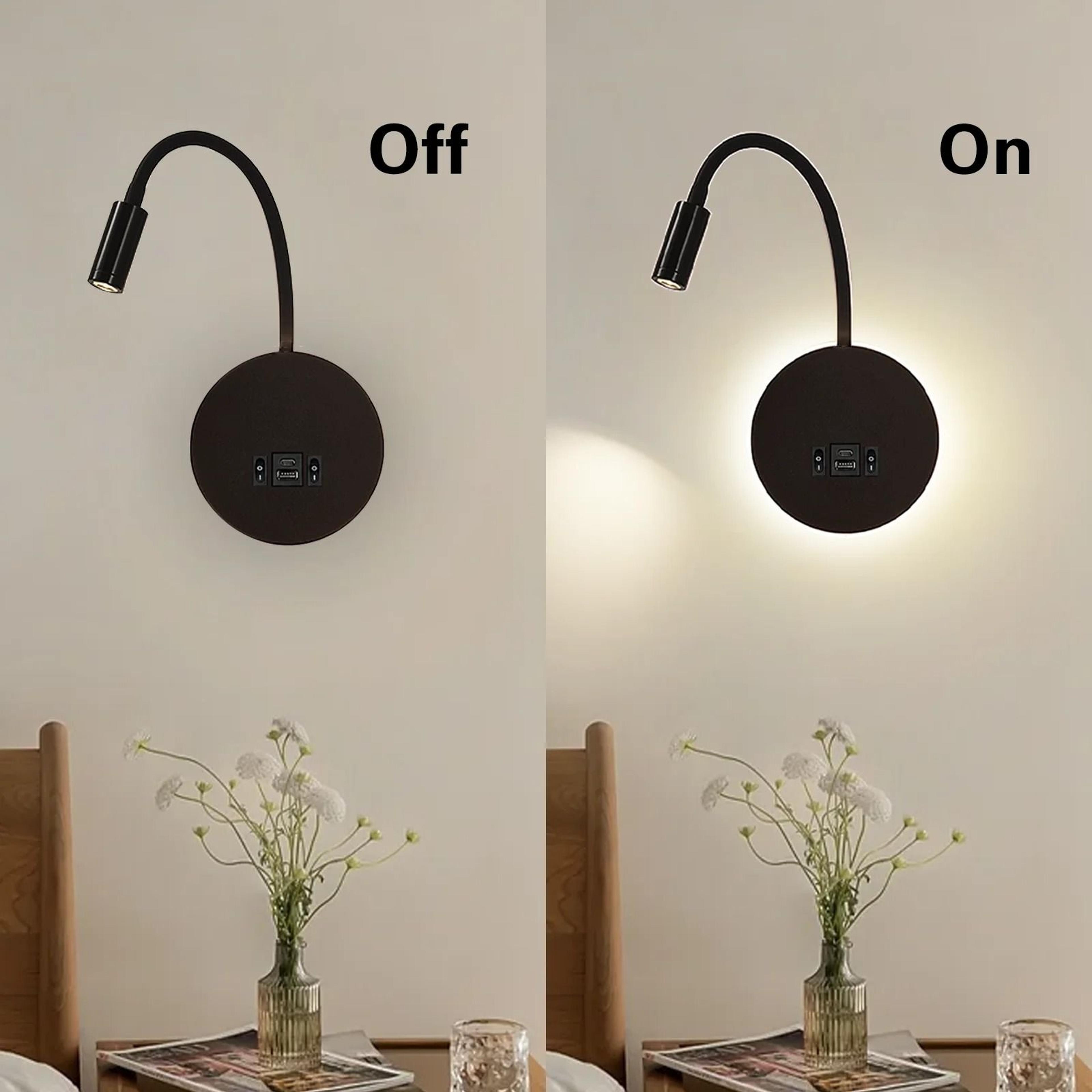 Flexible LED Gooseneck Wall Reading Light With USB Charging Port 4