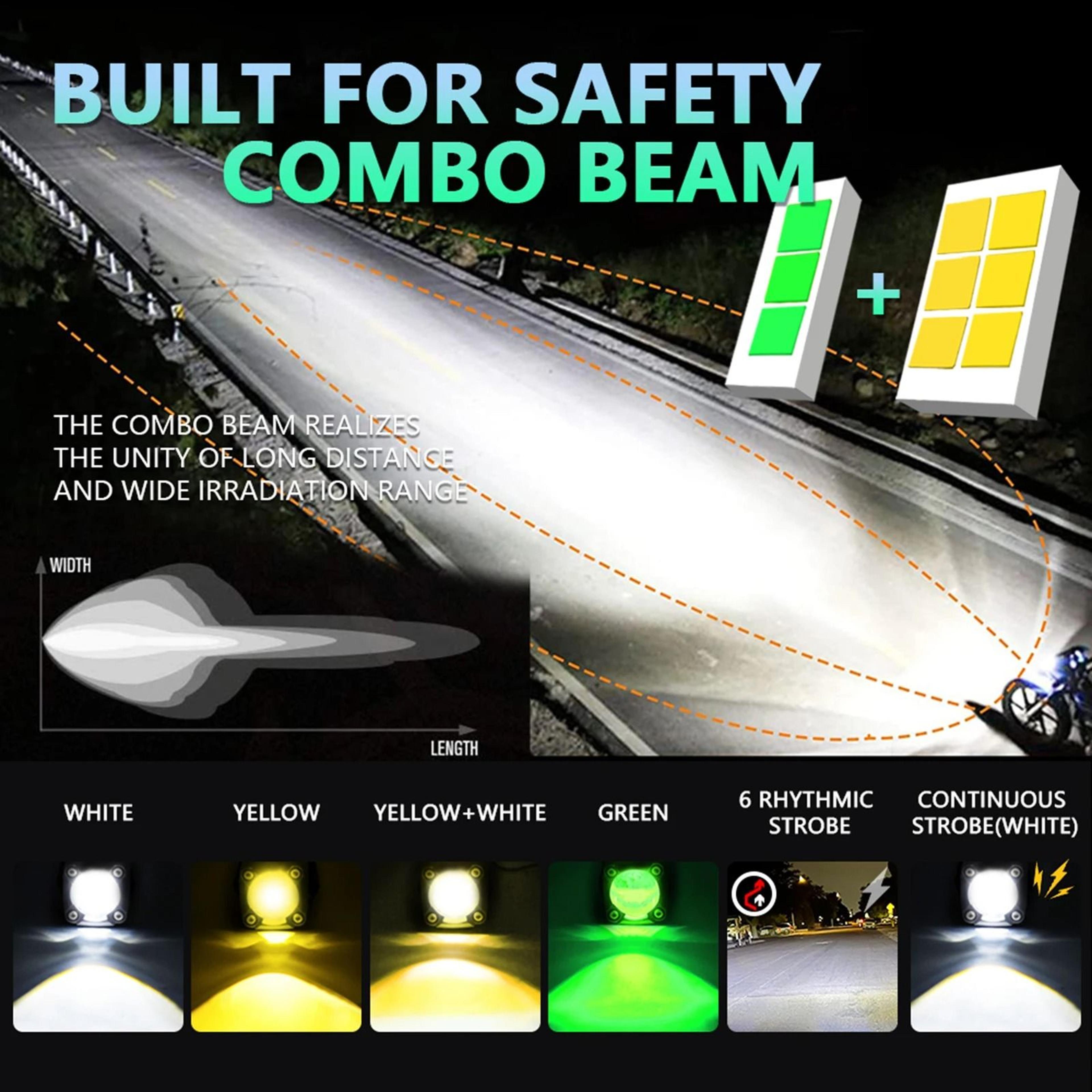120W Motorcycle LED Fog Lights 18000LM With 6 Lighting Modes 8