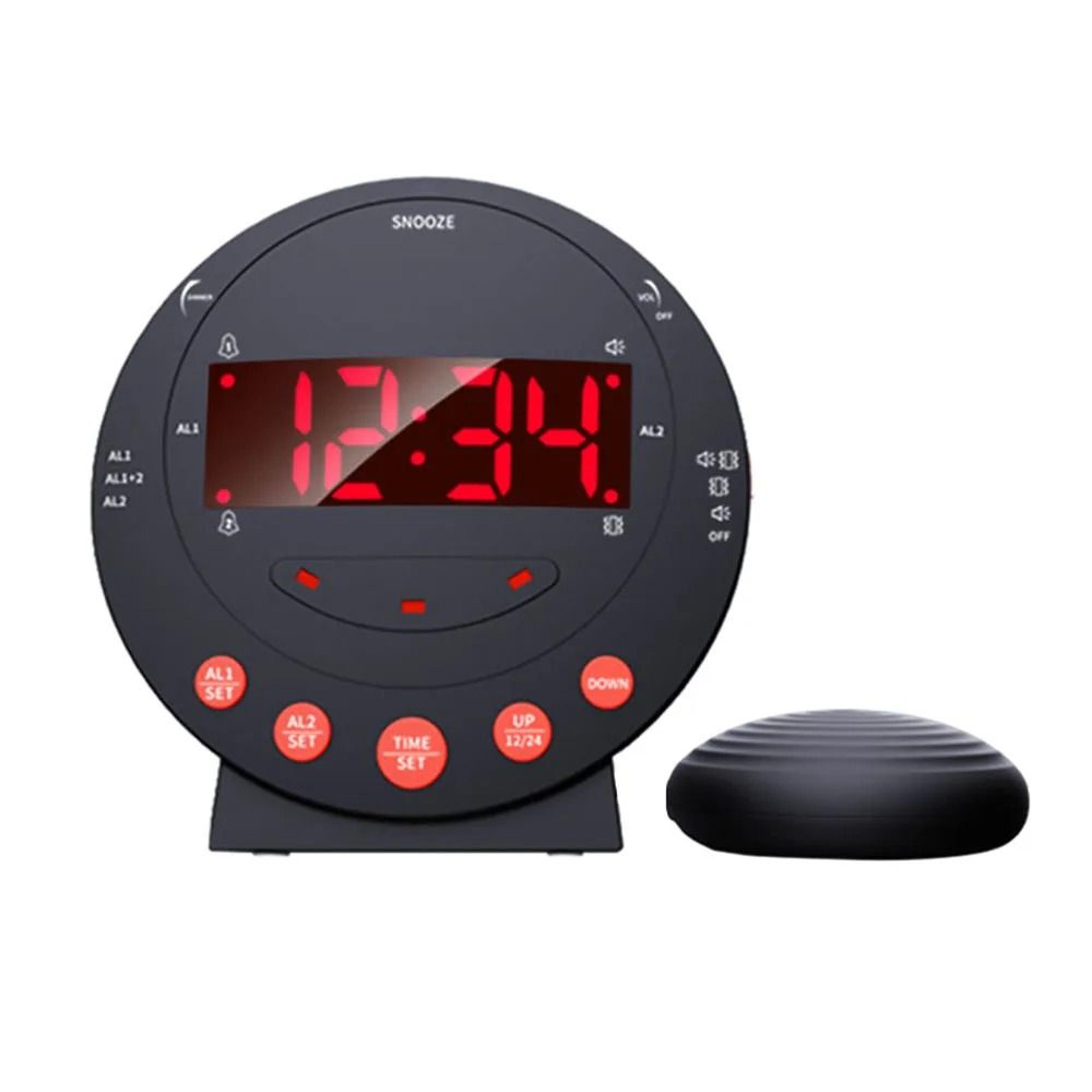loud vibrating alarm clock with bed shaker and flashing light