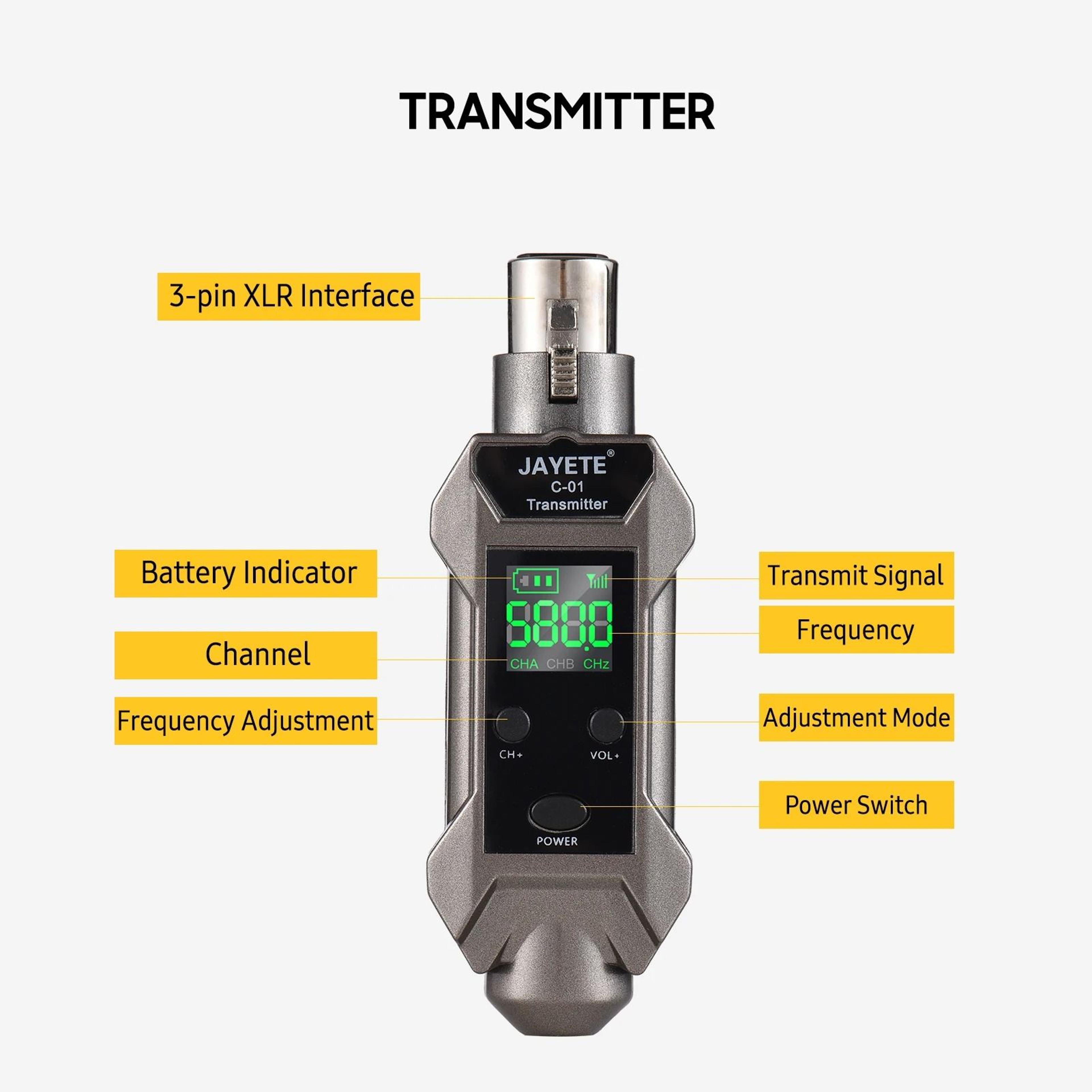 UHF Wireless Microphone Converter With XLR Transmitter And Receiver 5