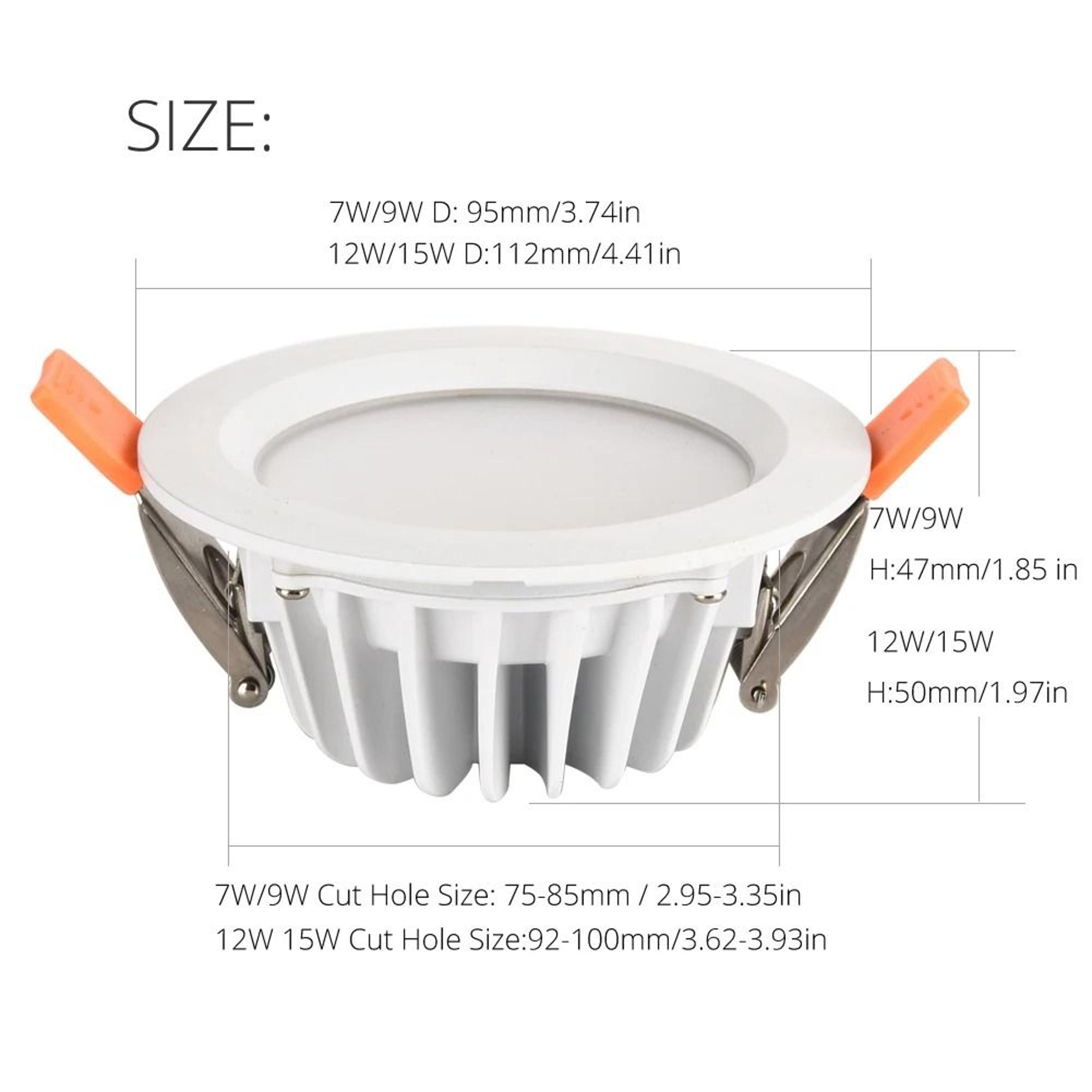 IP65 Waterproof LED Recessed Downlight 5W 7W 9W 12W 15W 2