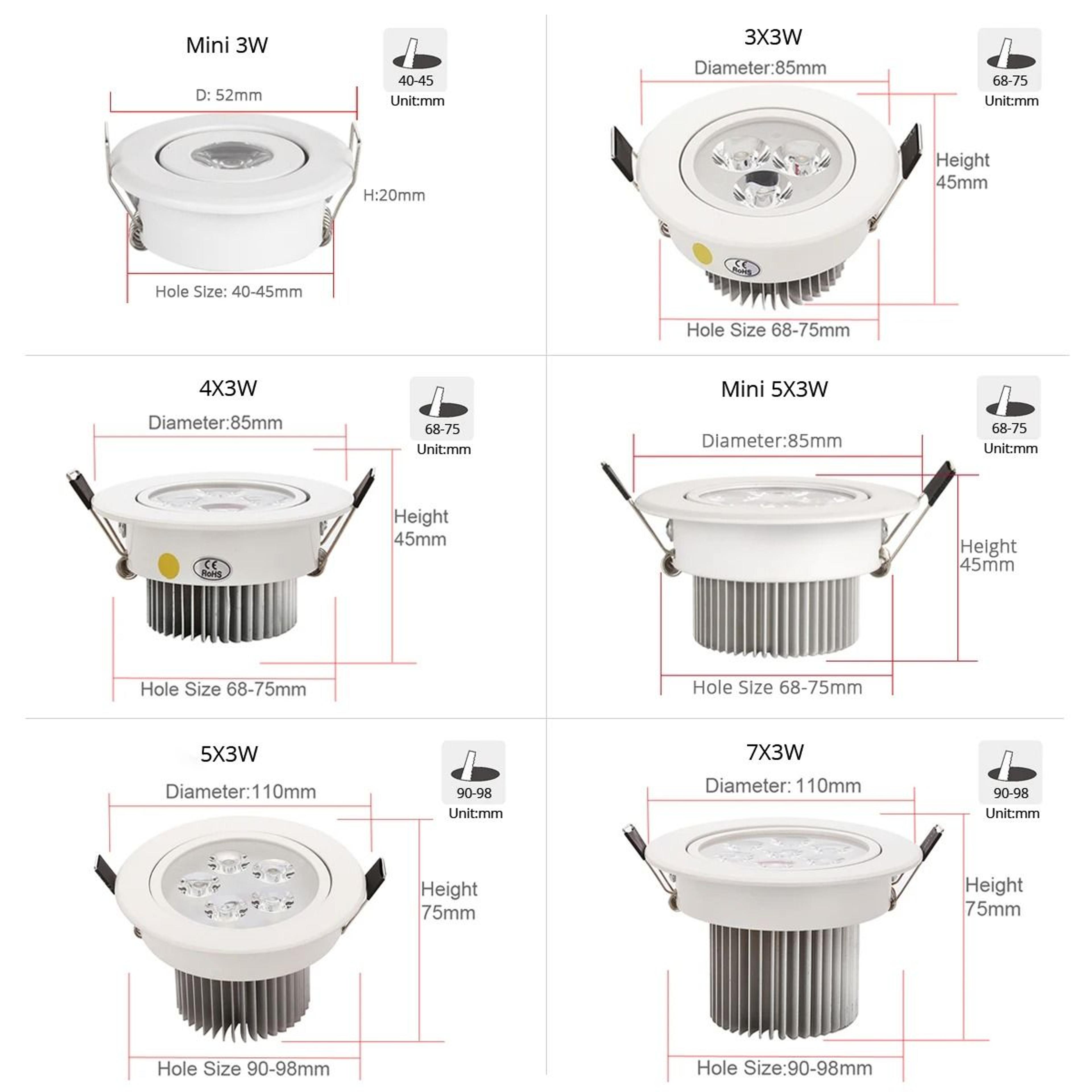 70mm 90mm LED Recessed Ceiling Spotlight For Modern Home Lighting 3