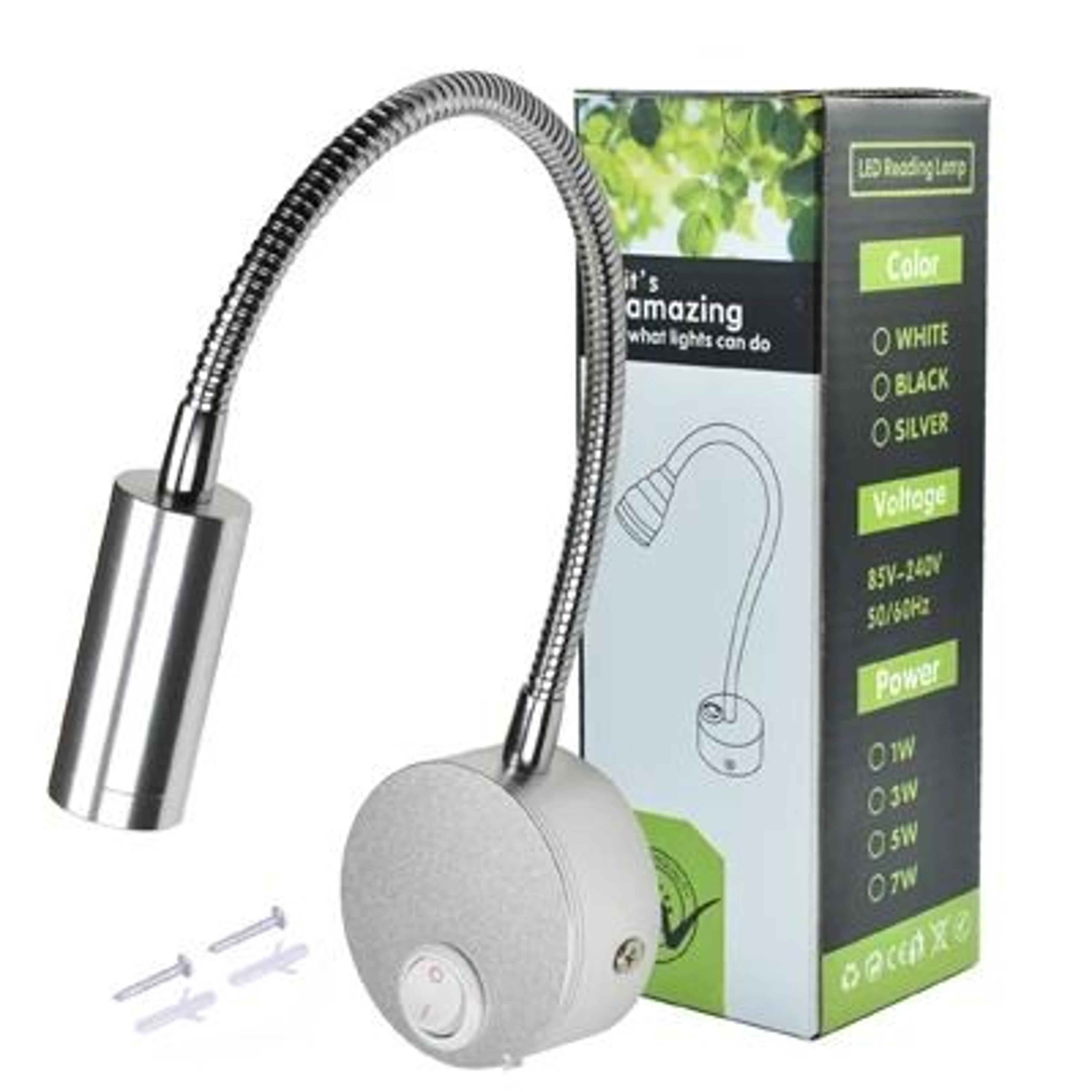 3W LED Bedside Reading Wall Lamp With US Plug 2