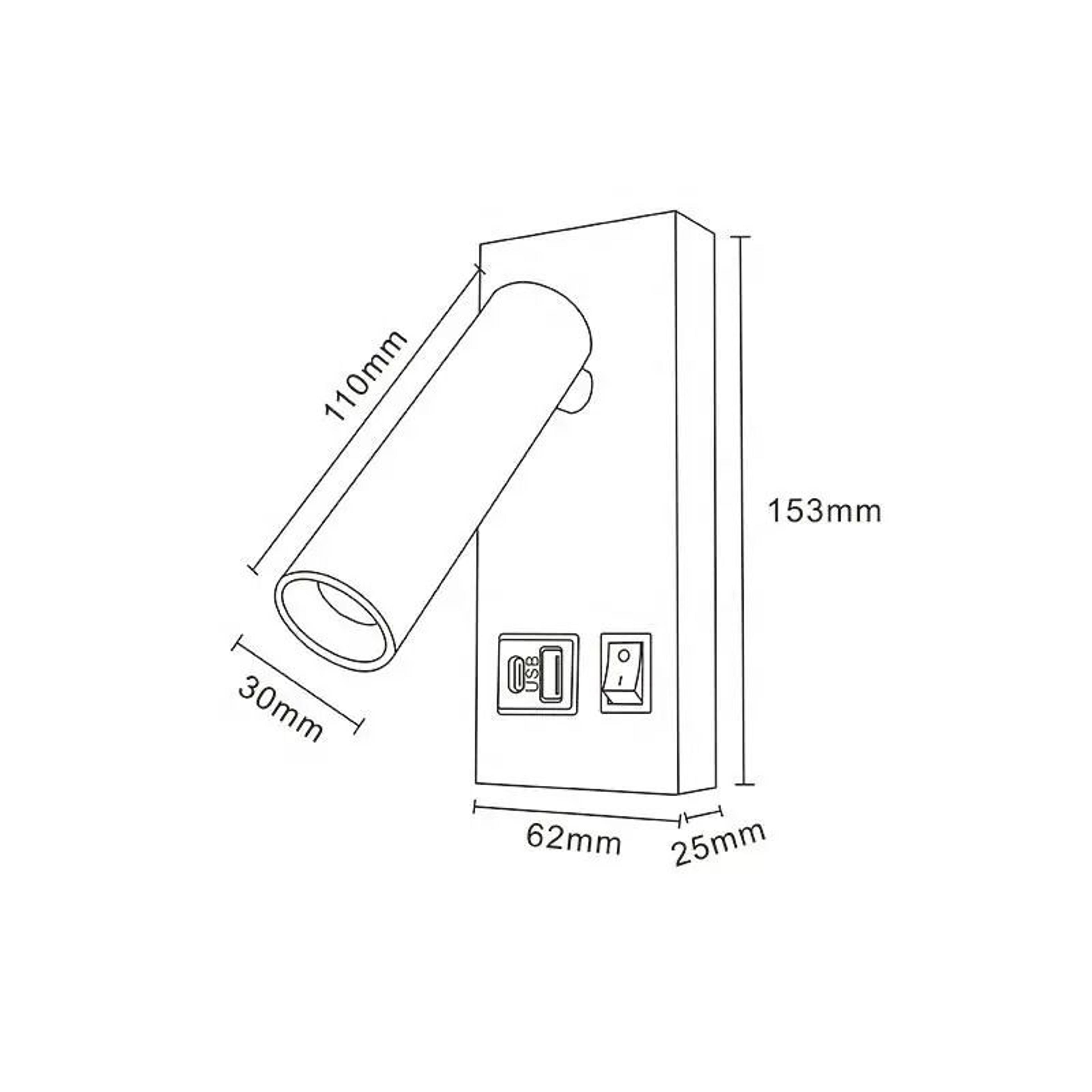 Adjustable Bedside Reading Wall Lamp With USB And TypeC Charging 5