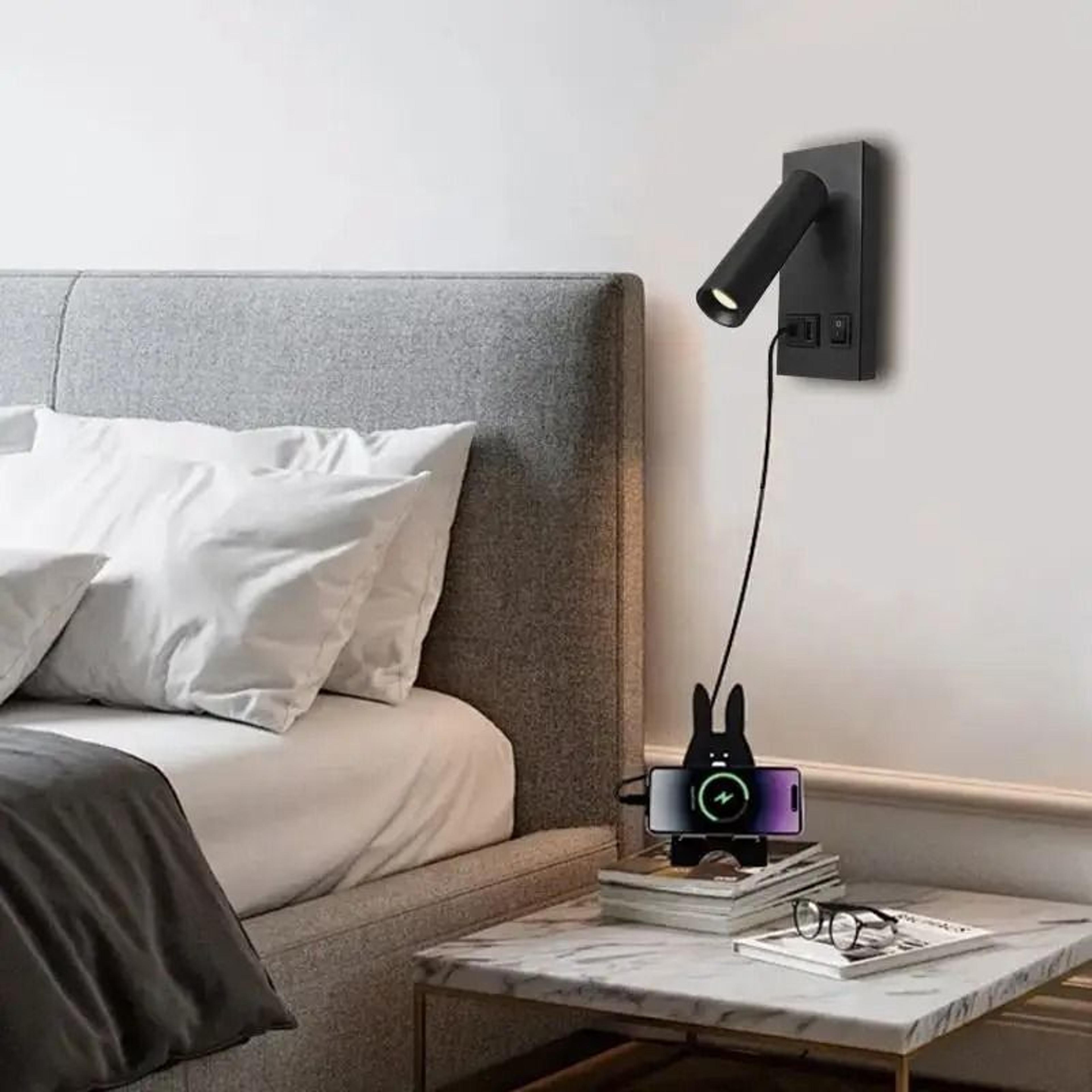 Adjustable Bedside Reading Wall Lamp With USB And TypeC Charging 6