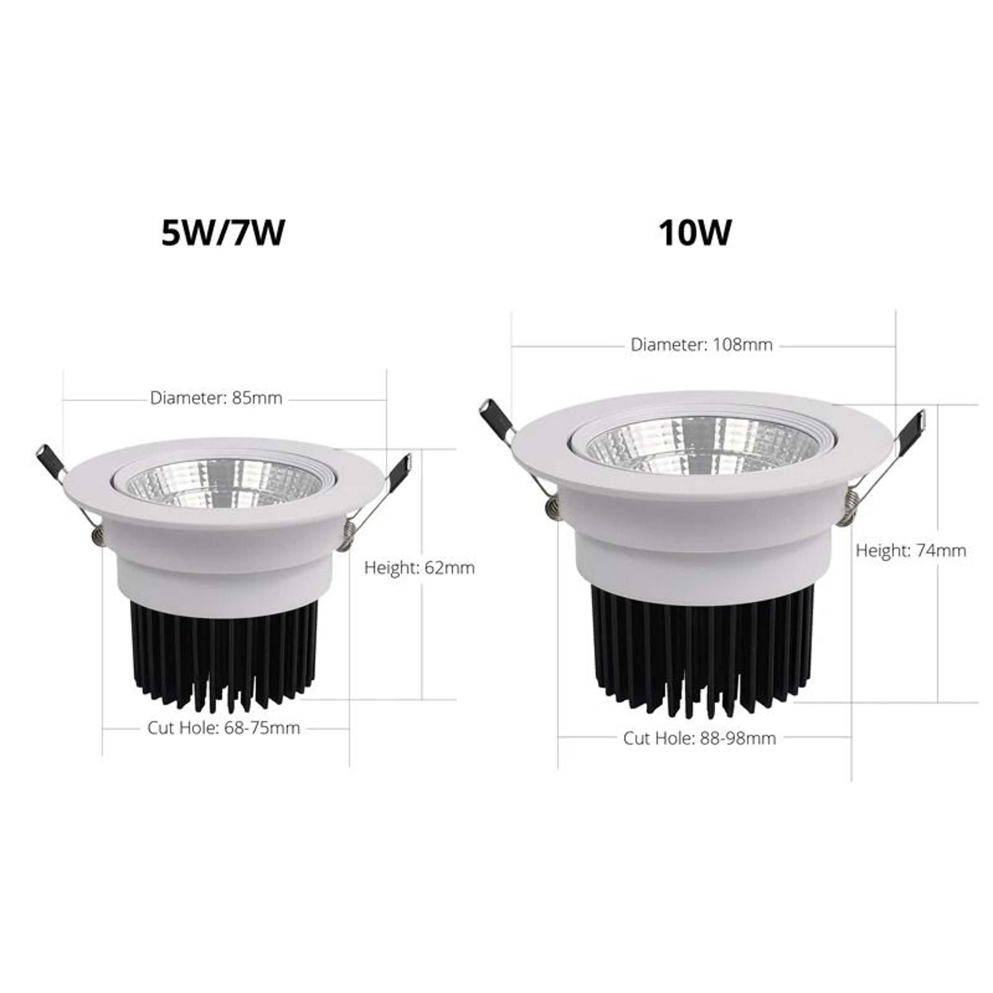 COB LED Recessed Ceiling Spotlight With 70mm 90mm Cutout 2